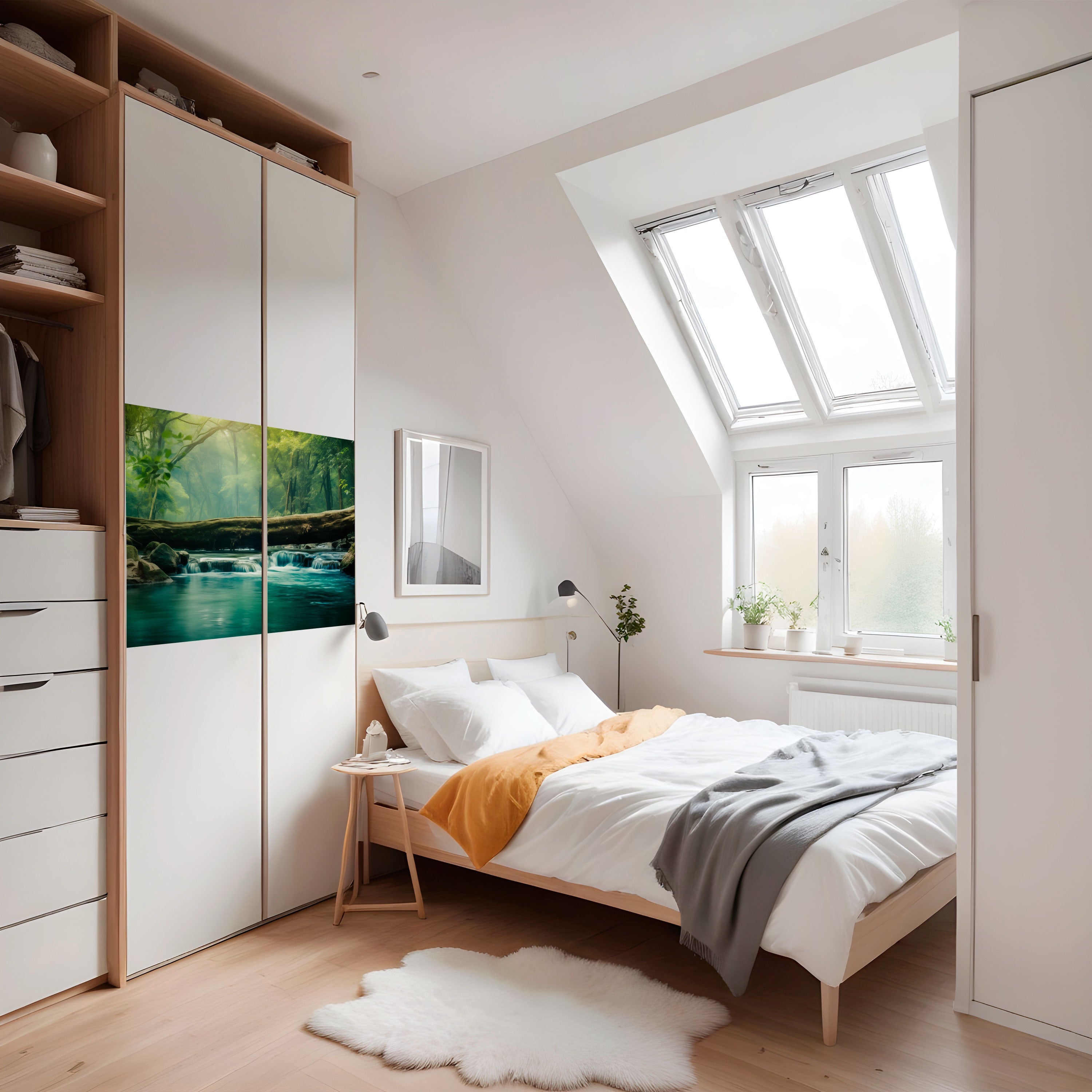 DRÖMMIGT VATTENFALL GLIMMER horisontell poster med självhäftande motiv