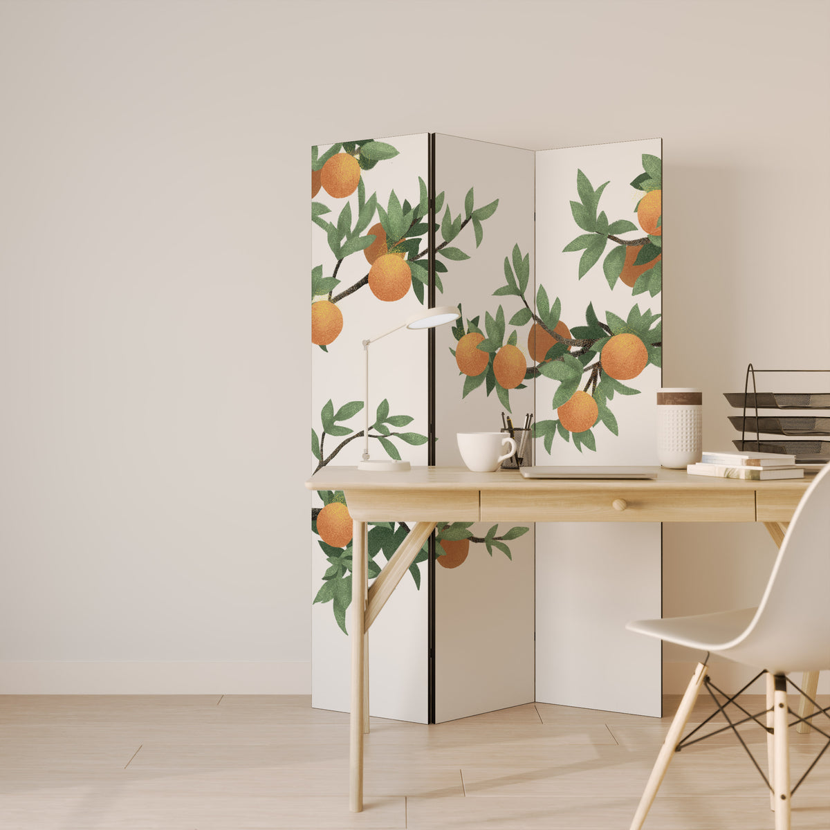 GORGEOUS ORANGE Dekorativ rumsavdelare – 3 paneler