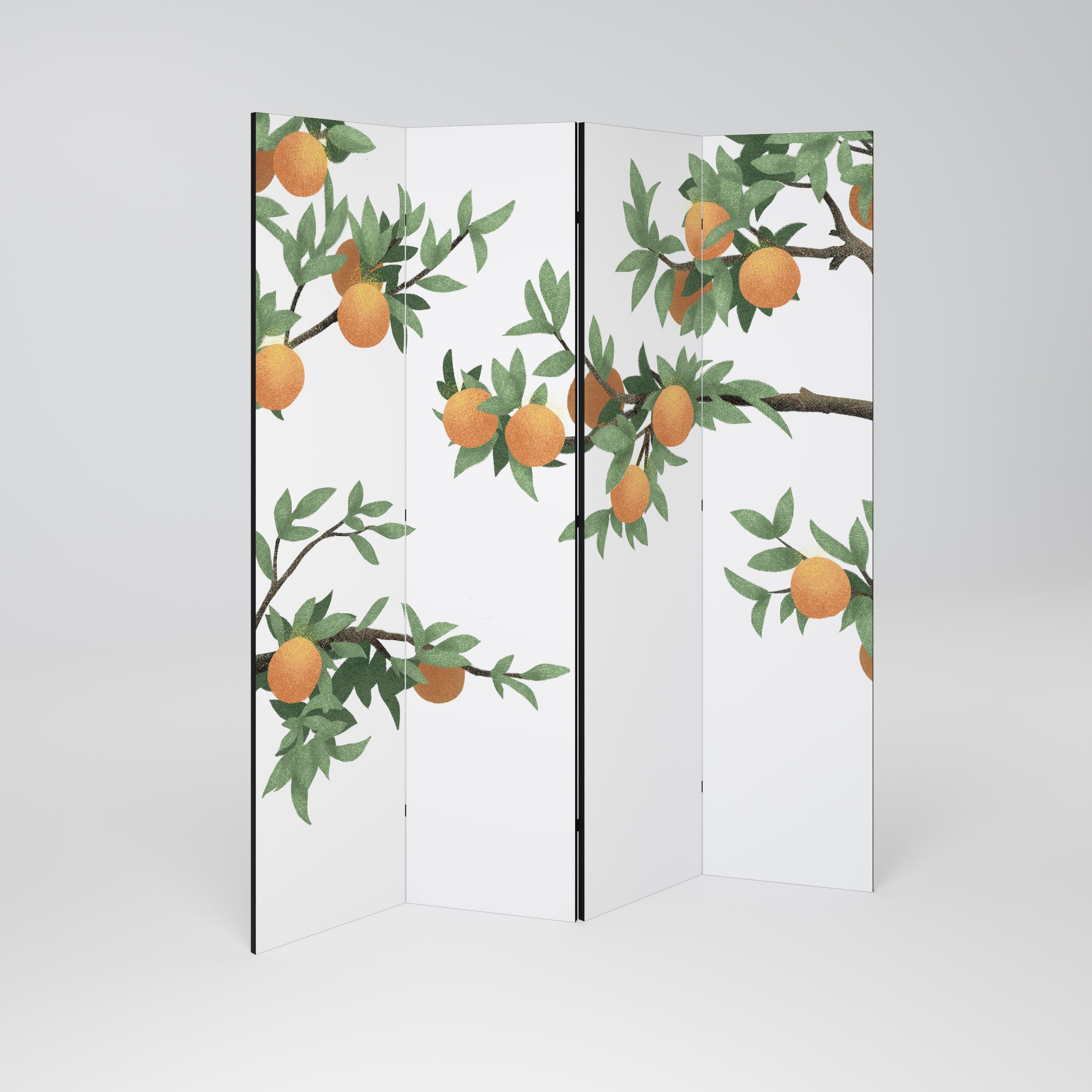 VACKER ORANGE Dekorativ rumsavdelare med 4 paneler