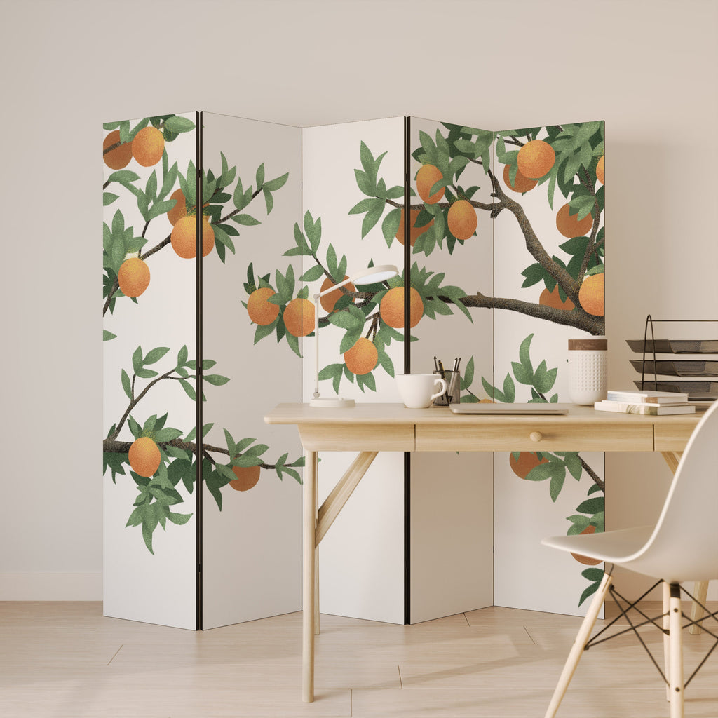 VACKER ORANGE Dekorativ rumsavdelare med 5 paneler