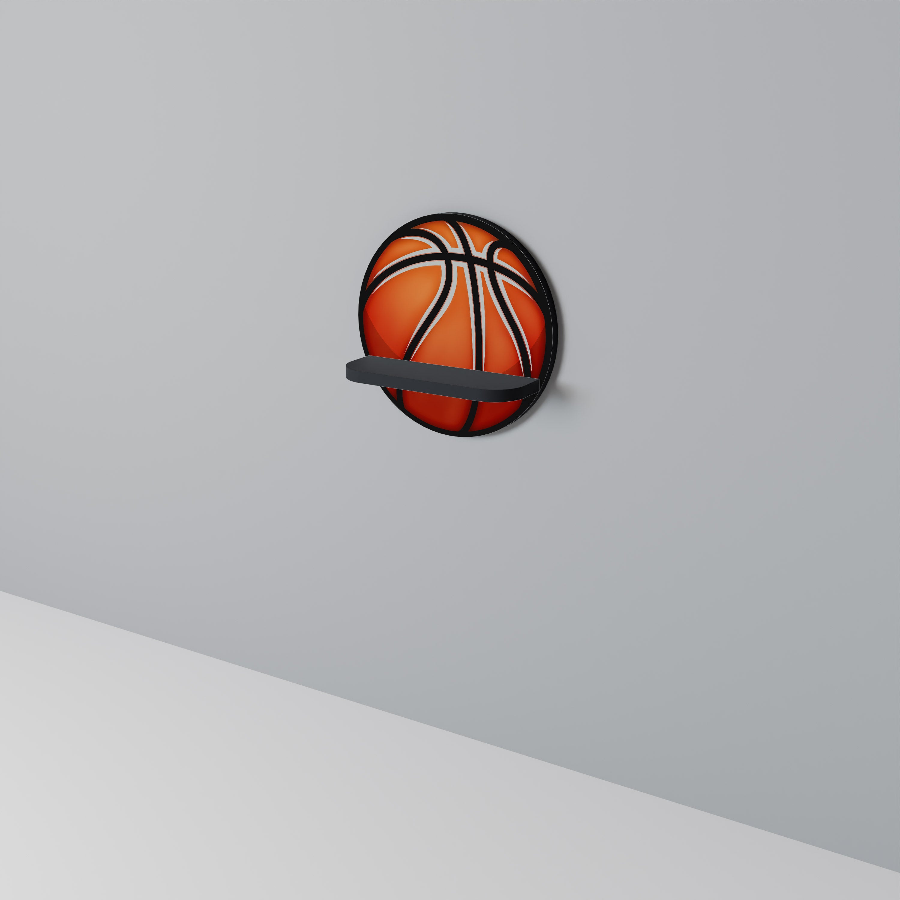 BASKETBALL LUST Rund konsthylla i svart finish