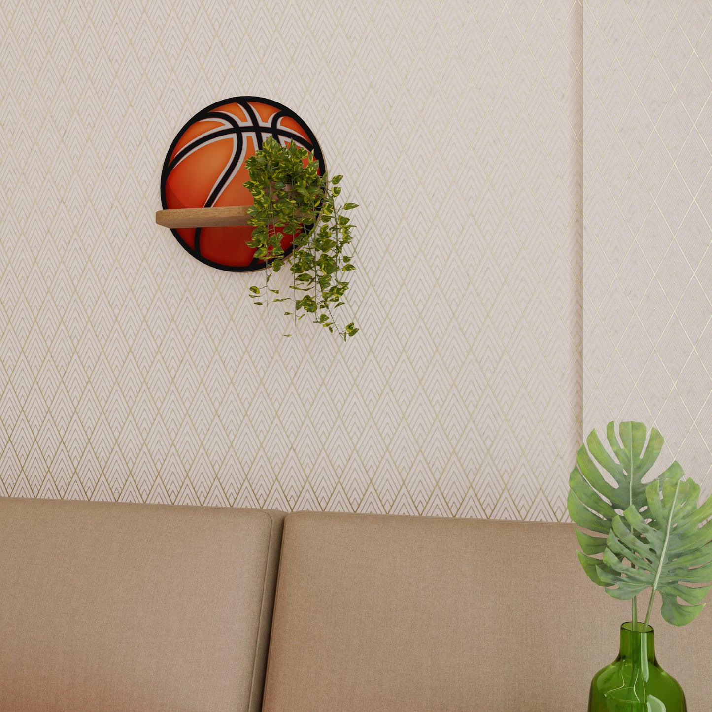 BASKETBALL LUST Rund Konsthylla I Ekeffekt