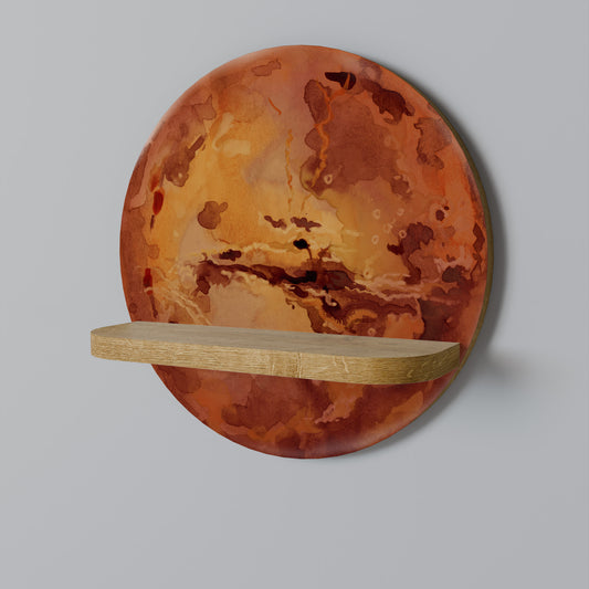 MARS TREAD Round Art Shelf In Oak Effect