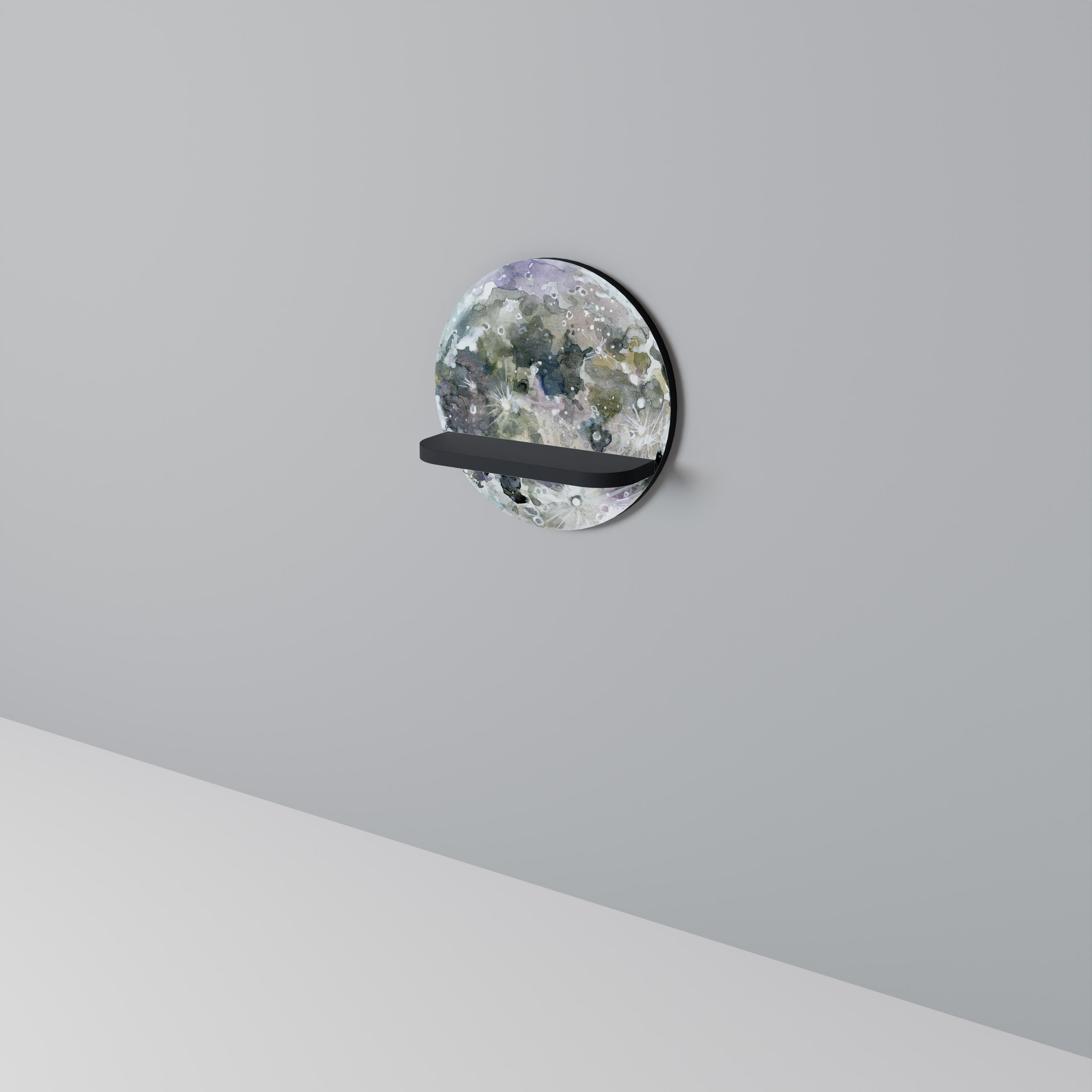 MOON WANDER Rund konsthylla i svart finish