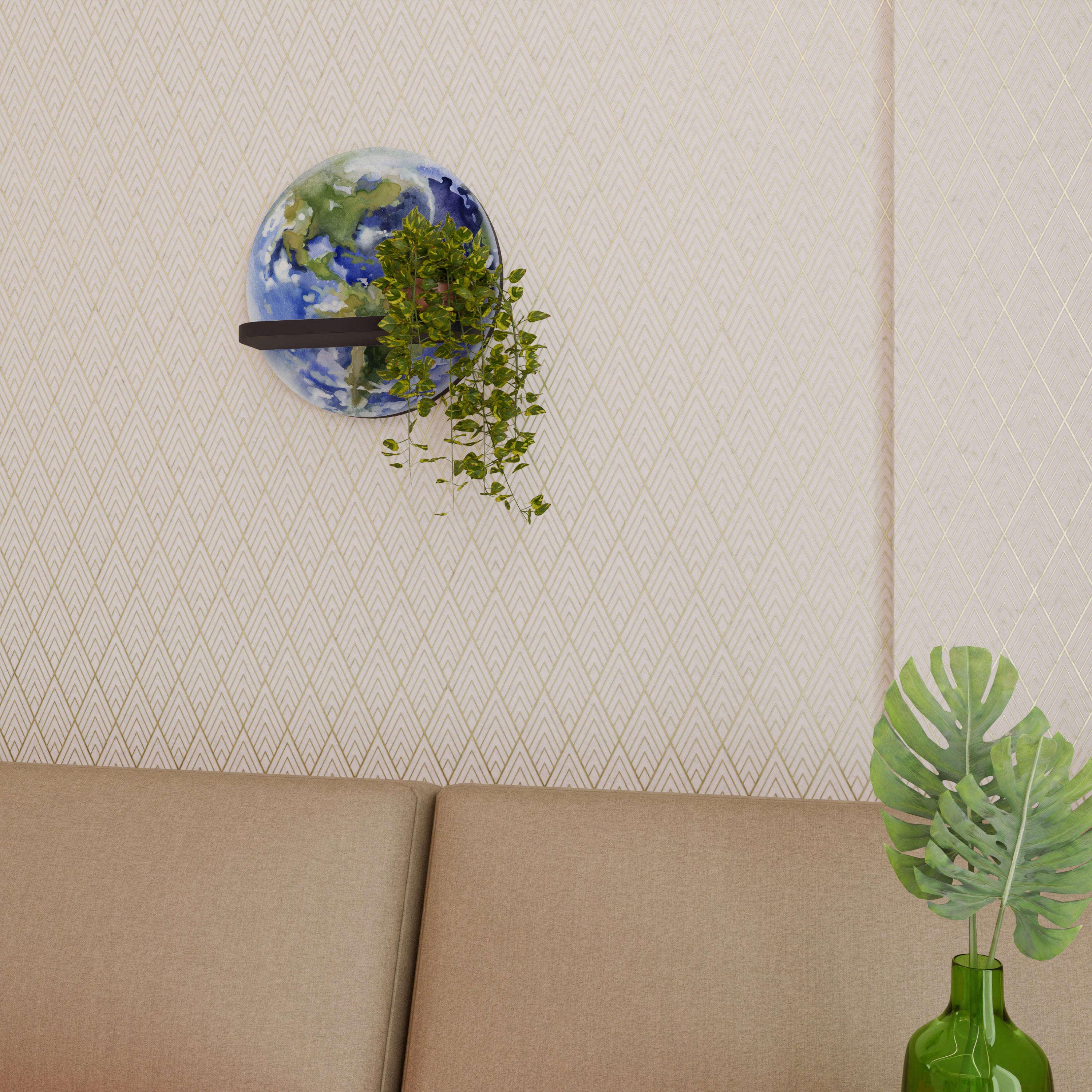 EARTH TROOP Rund konsthylla i svart finish