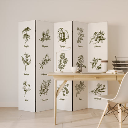 WHISPERS OF WILD HERBS Dekorativ rumsavdelare – 5 paneler