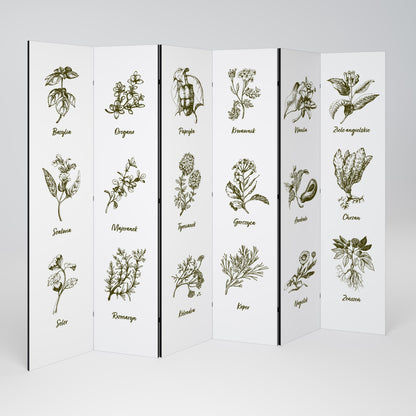 Dekorativ rumsavdelare med 6 paneler WHISPERS OF WILD HERBS