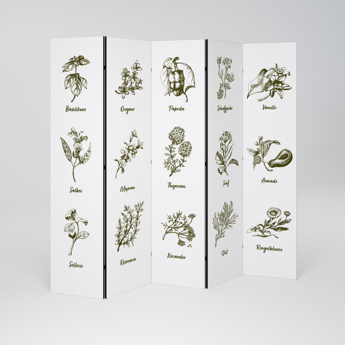 HERBAL FINESSE - DE Dekorativ rumsavdelare – 5 paneler