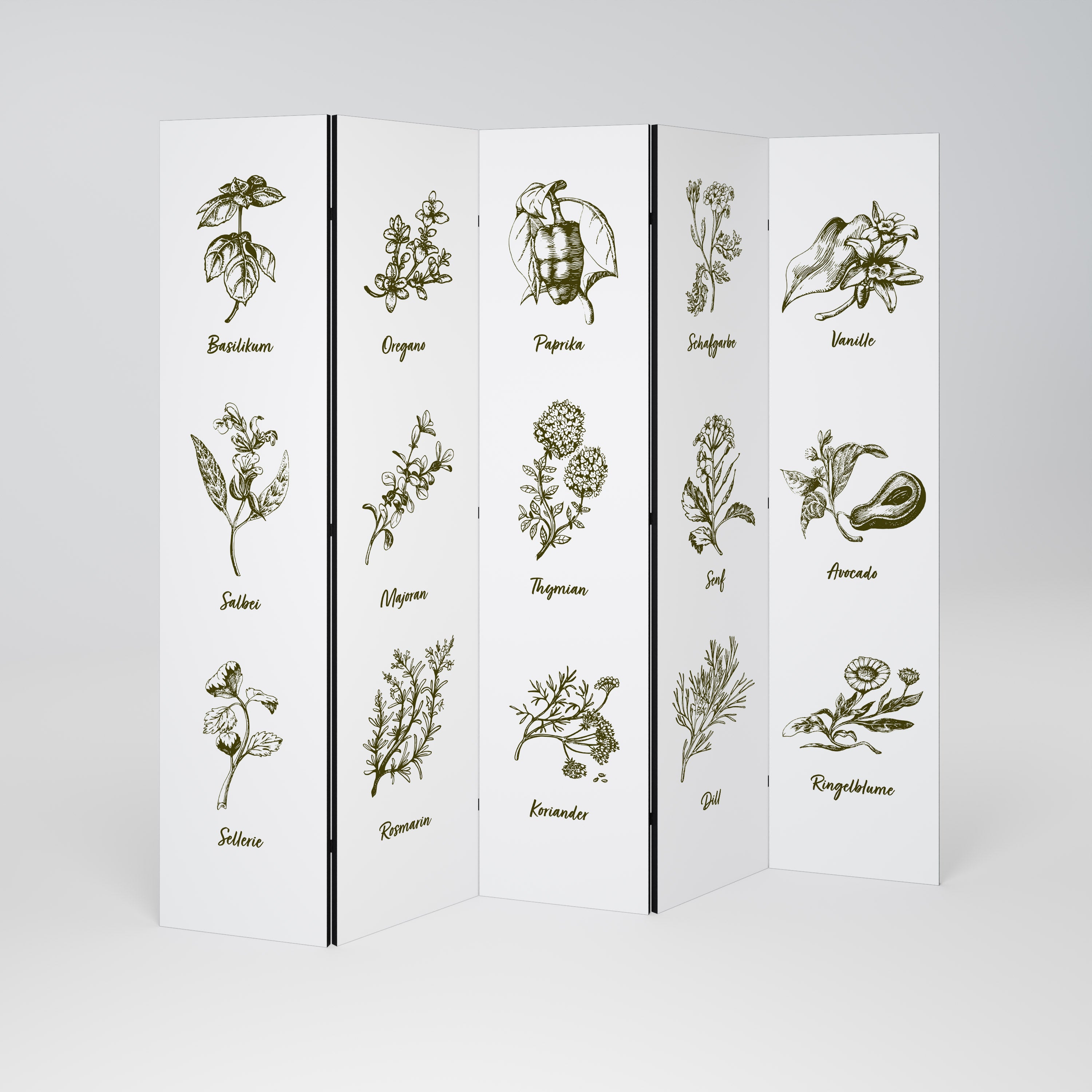 HERBAL FINESSE - DE Dekorativ rumsavdelare – 5 paneler