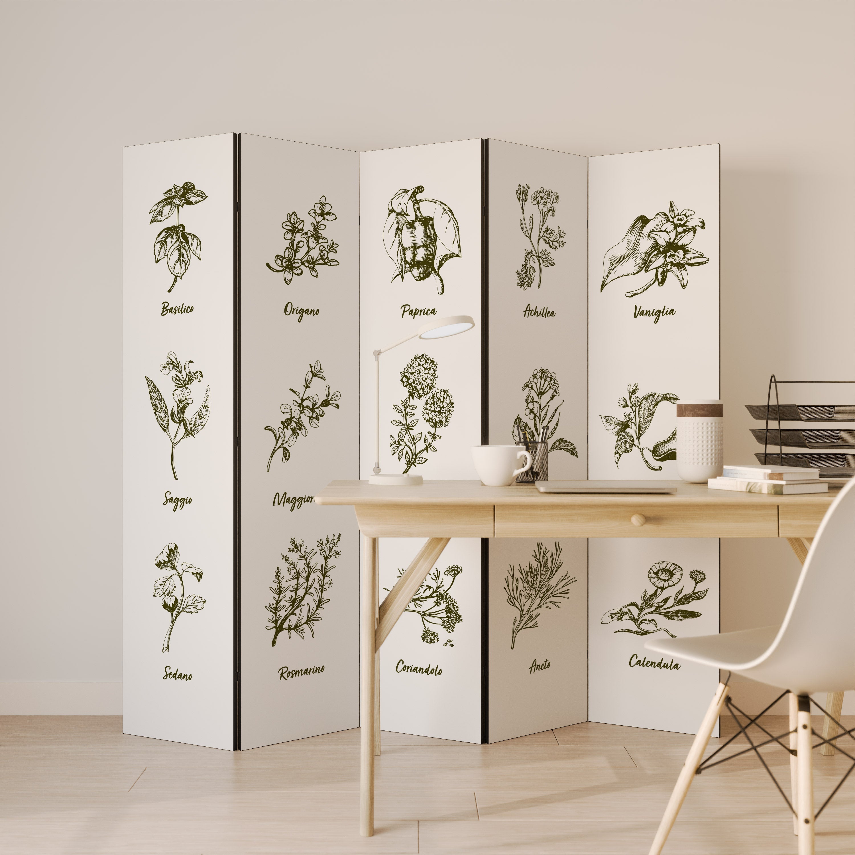 HERBAL FINESSE - IT Dekorativ rumsavdelare med 5 paneler