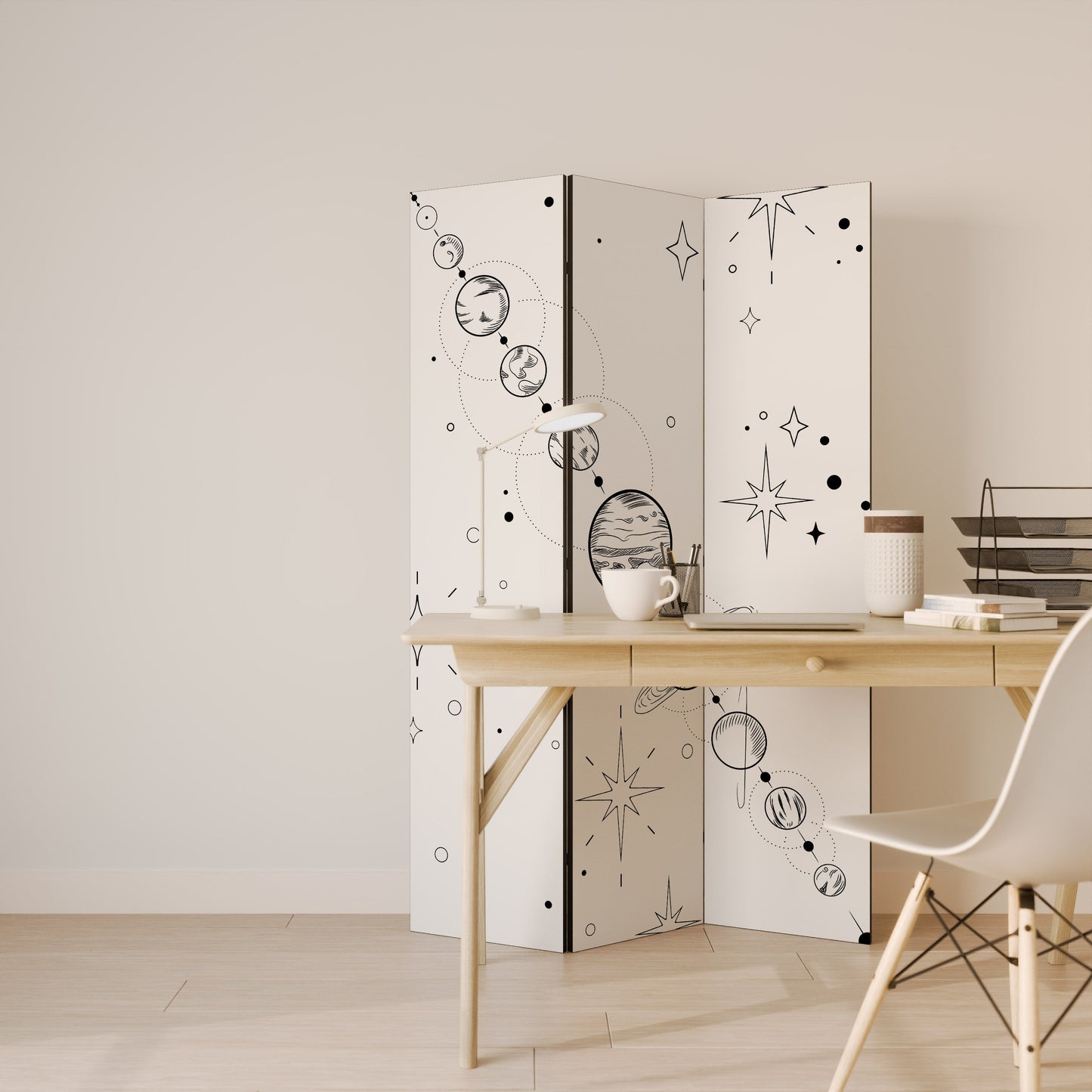 GALAXY OUTLINE Dekorativ rumsavdelare med 3 paneler