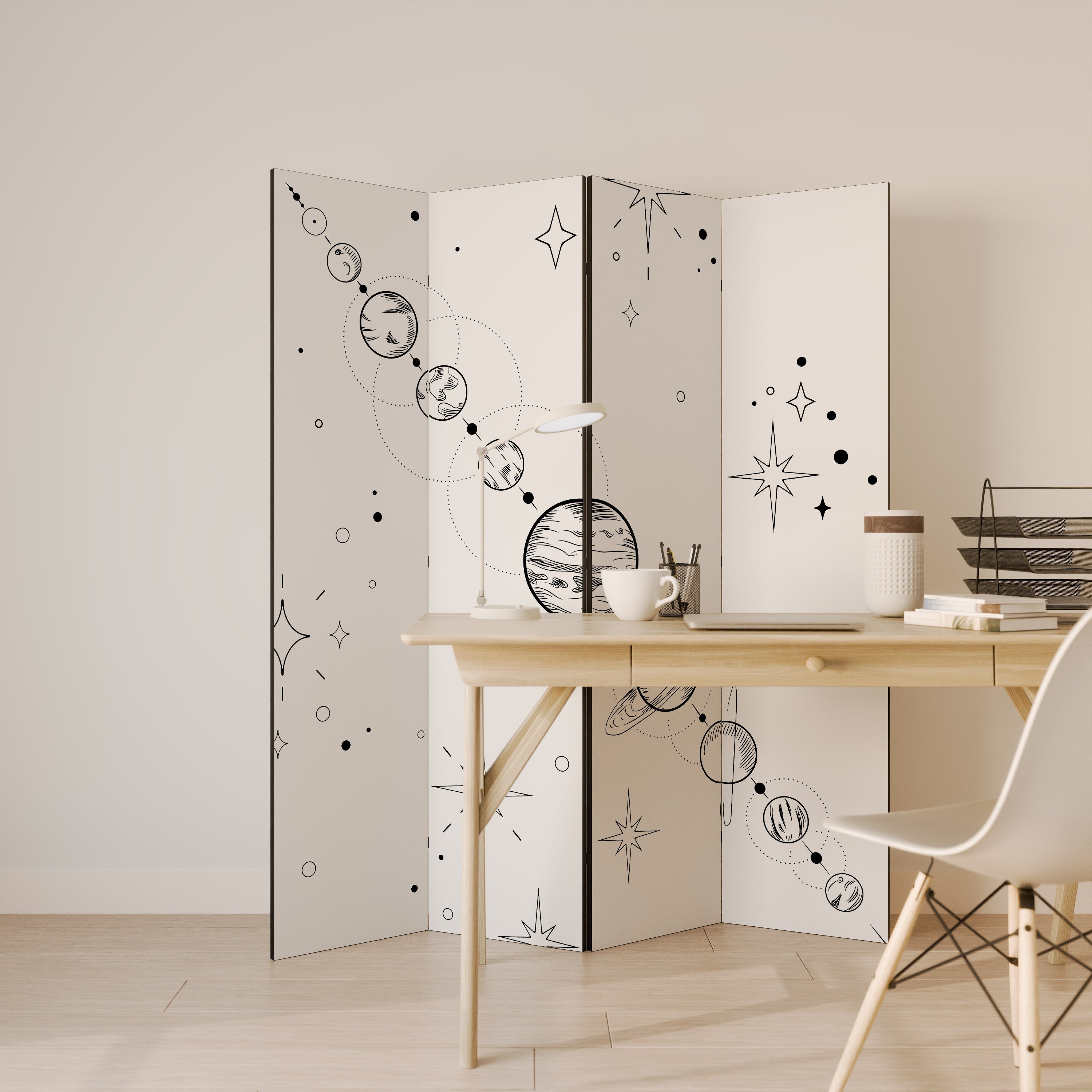 GALAXY OUTLINE Dekorativ rumsavdelare med 4 paneler
