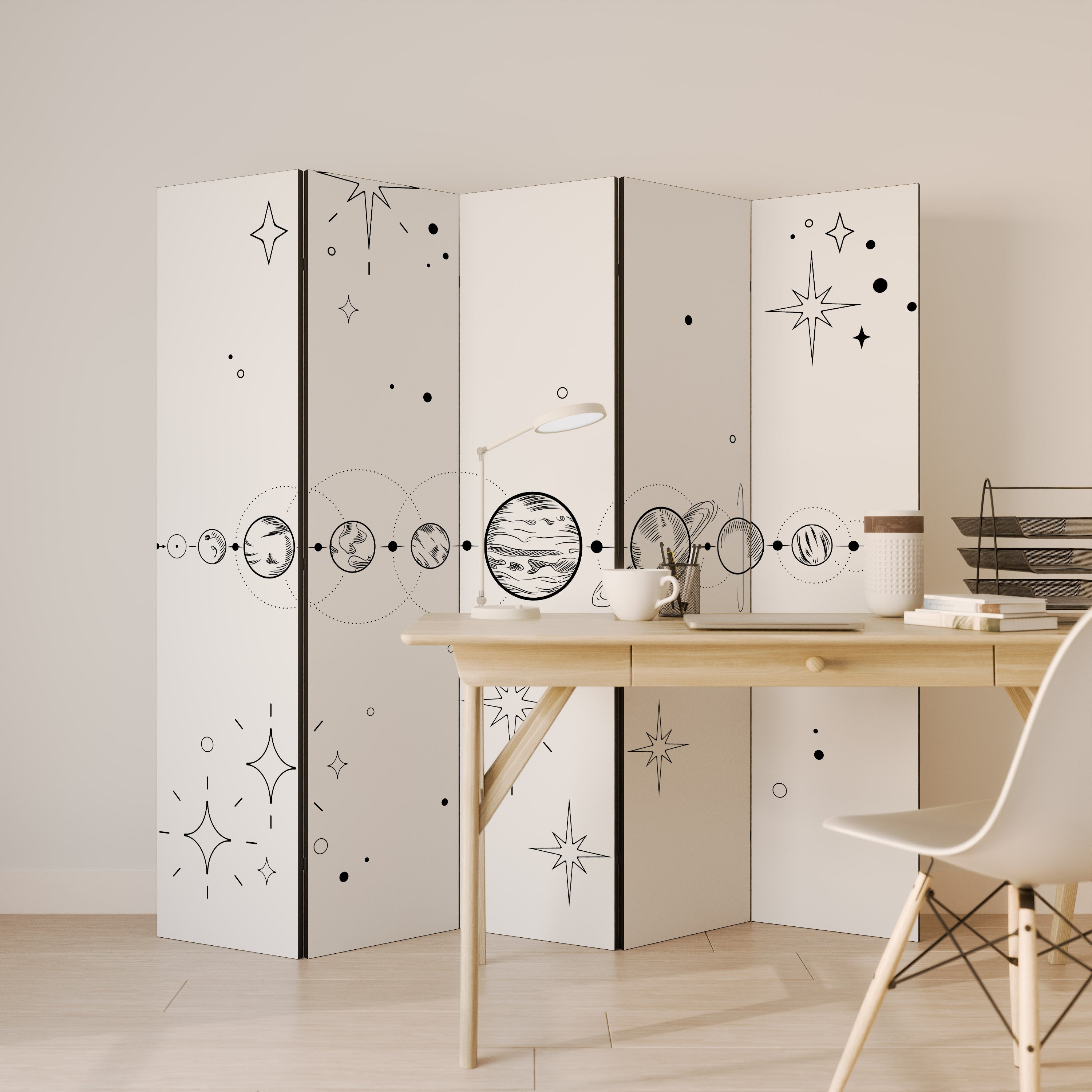 GALAXY OUTLINE Dekorativ rumsavdelare – 5 paneler