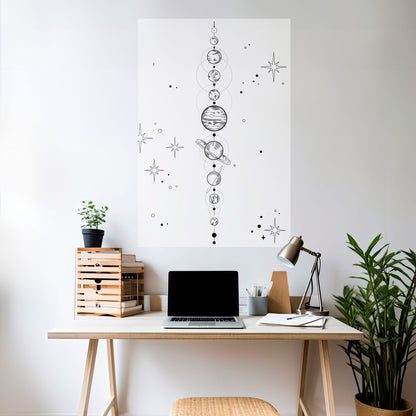 GALAXY OUTLINE vertikal poster med självhäftande text