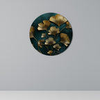 GOLDEN FLORA FANTASY Round Wall Art