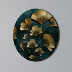 GOLDEN FLORA FANTASY Round Wall Art
