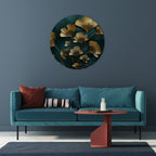GOLDEN FLORA FANTASY Round Wall Art