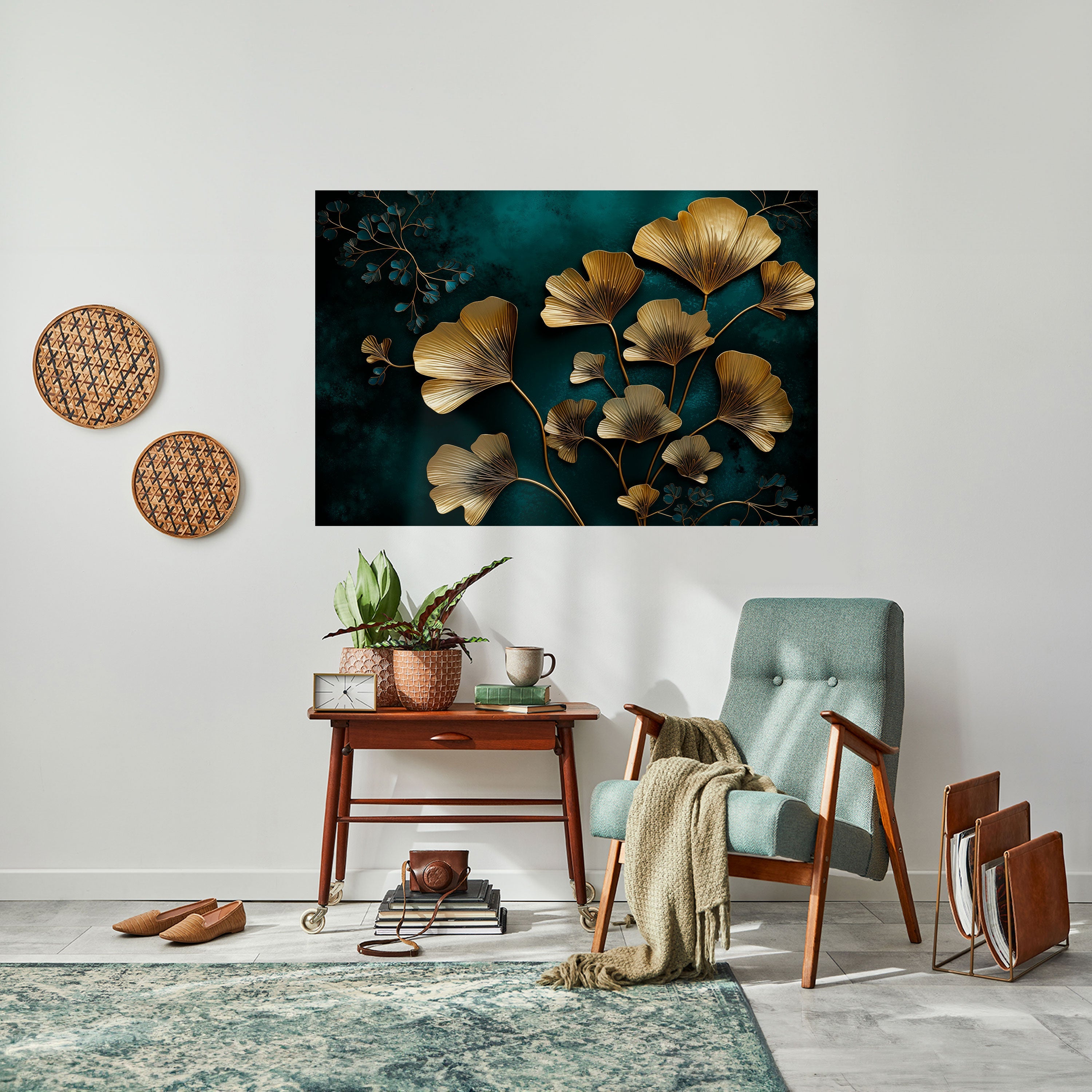 GOLDEN FLORA FANTASY horisontell affisch med självhäftande motiv