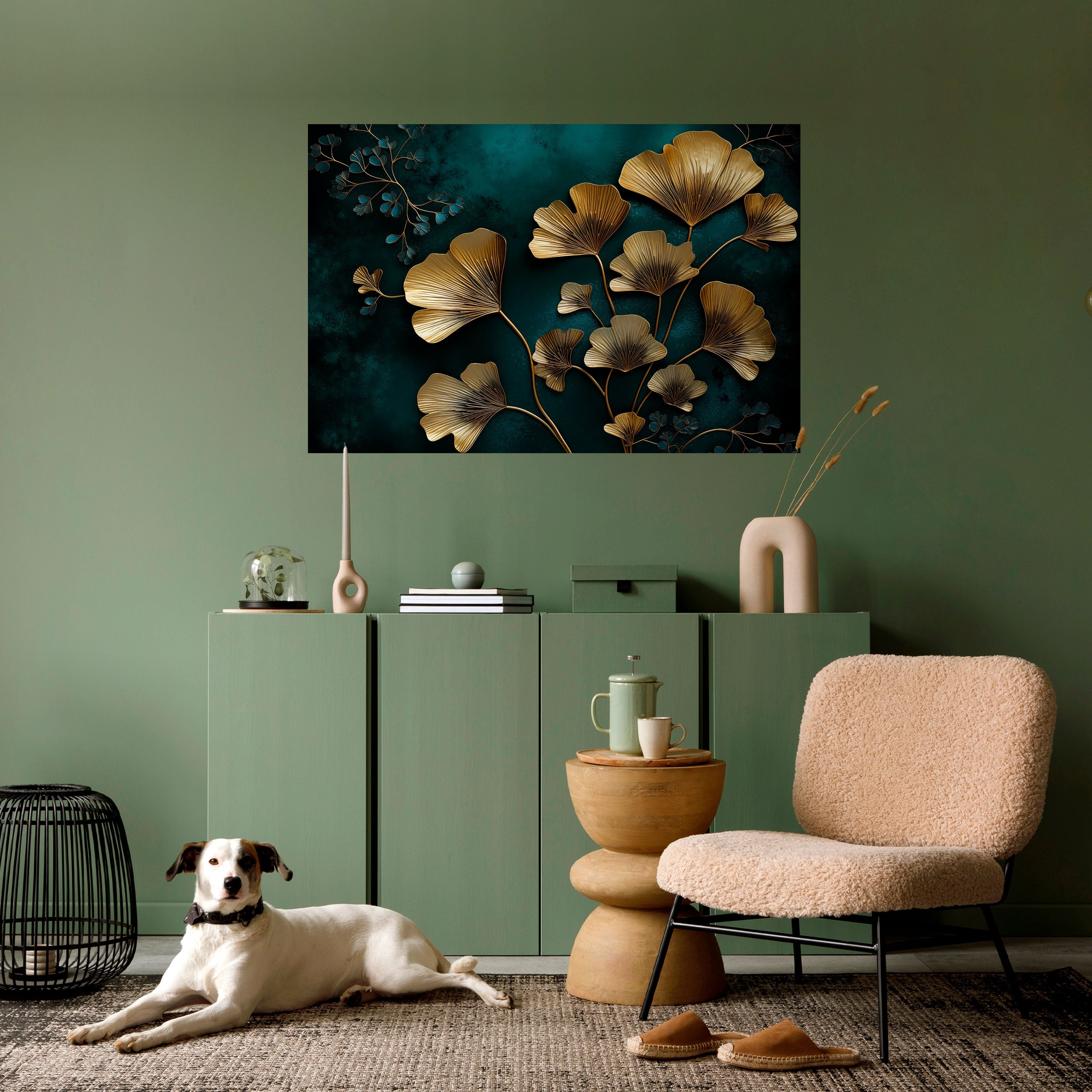 GOLDEN FLORA FANTASY horisontell affisch med självhäftande motiv