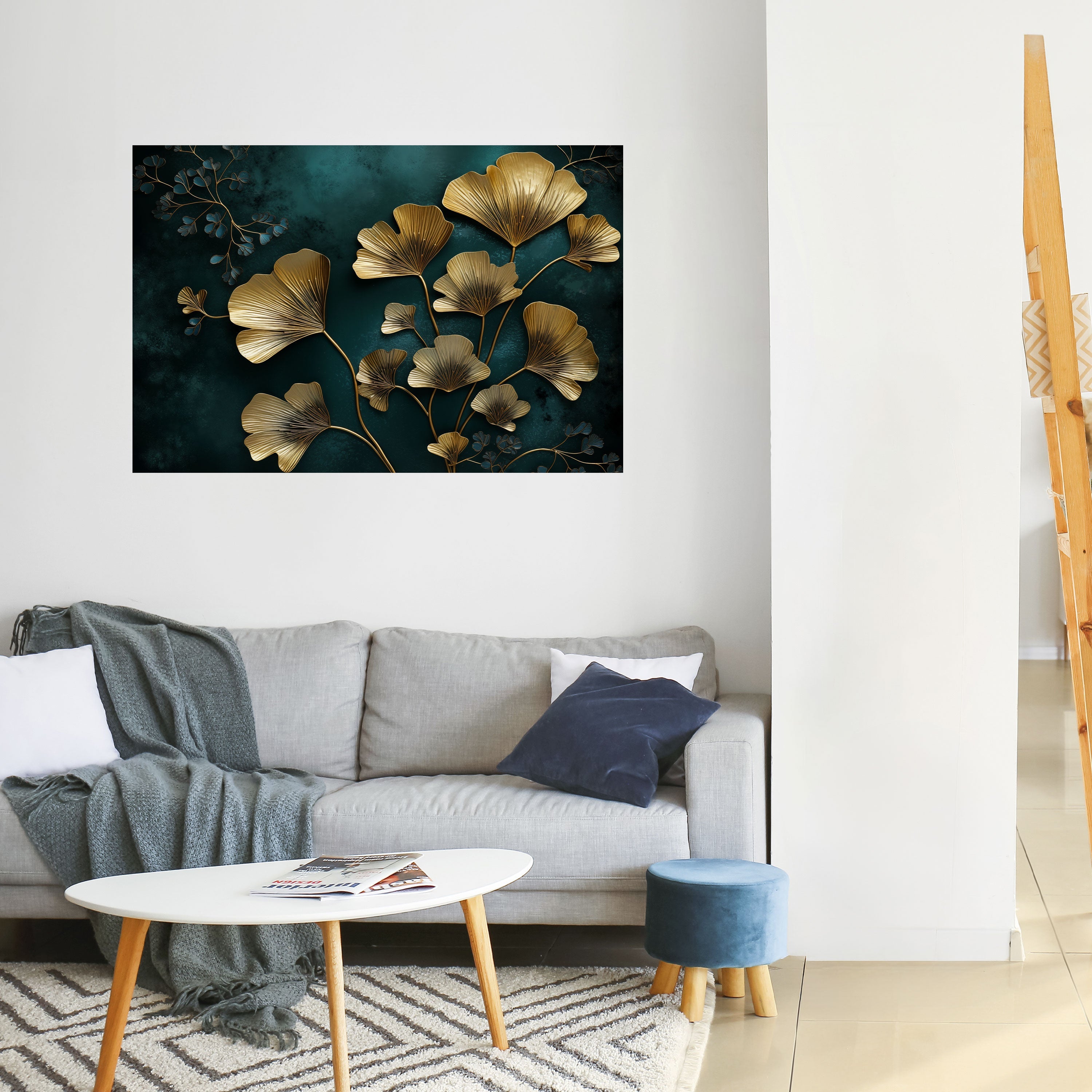 GOLDEN FLORA FANTASY horisontell affisch med självhäftande motiv