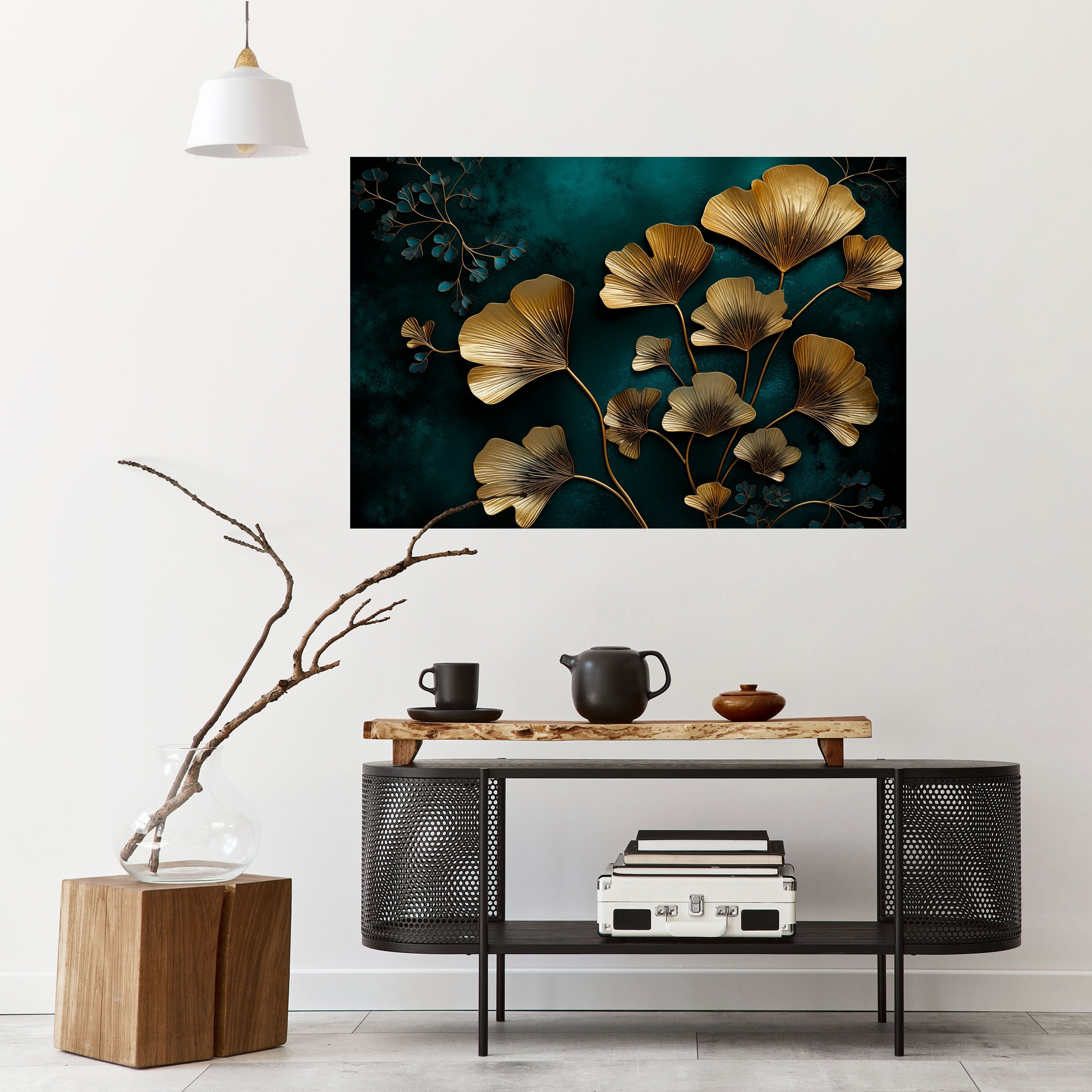 GOLDEN FLORA FANTASY horisontell affisch med självhäftande motiv