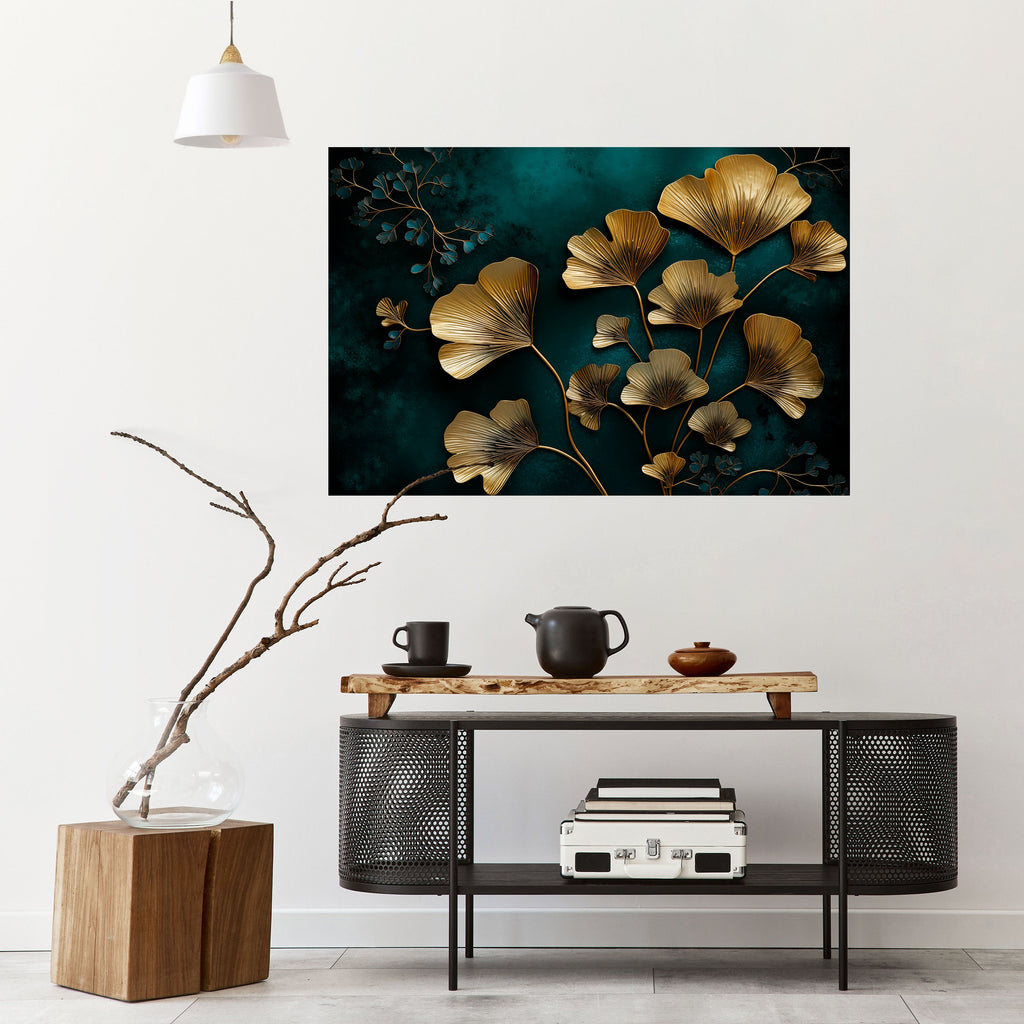GOLDEN FLORA FANTASY horisontell affisch med självhäftande motiv