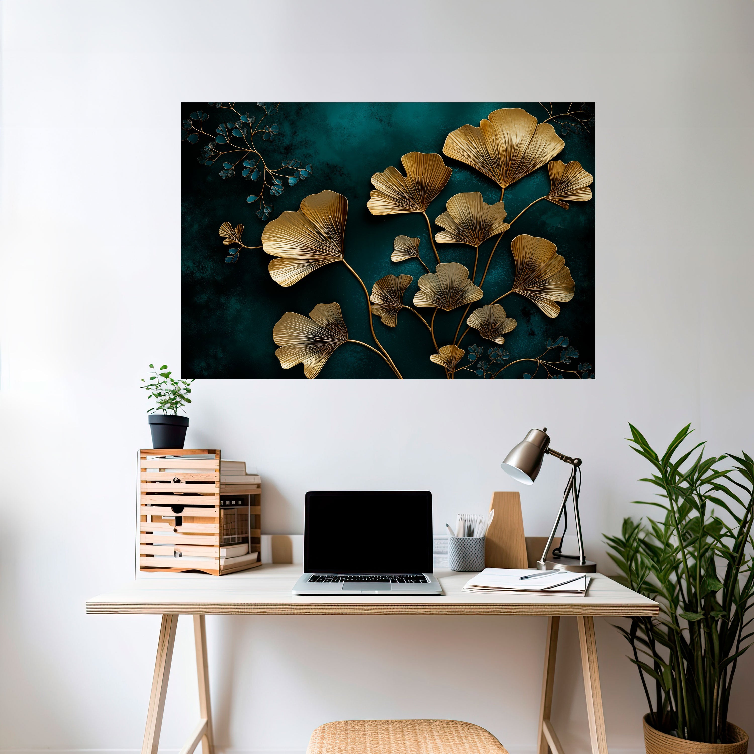 GOLDEN FLORA FANTASY horisontell affisch med självhäftande motiv