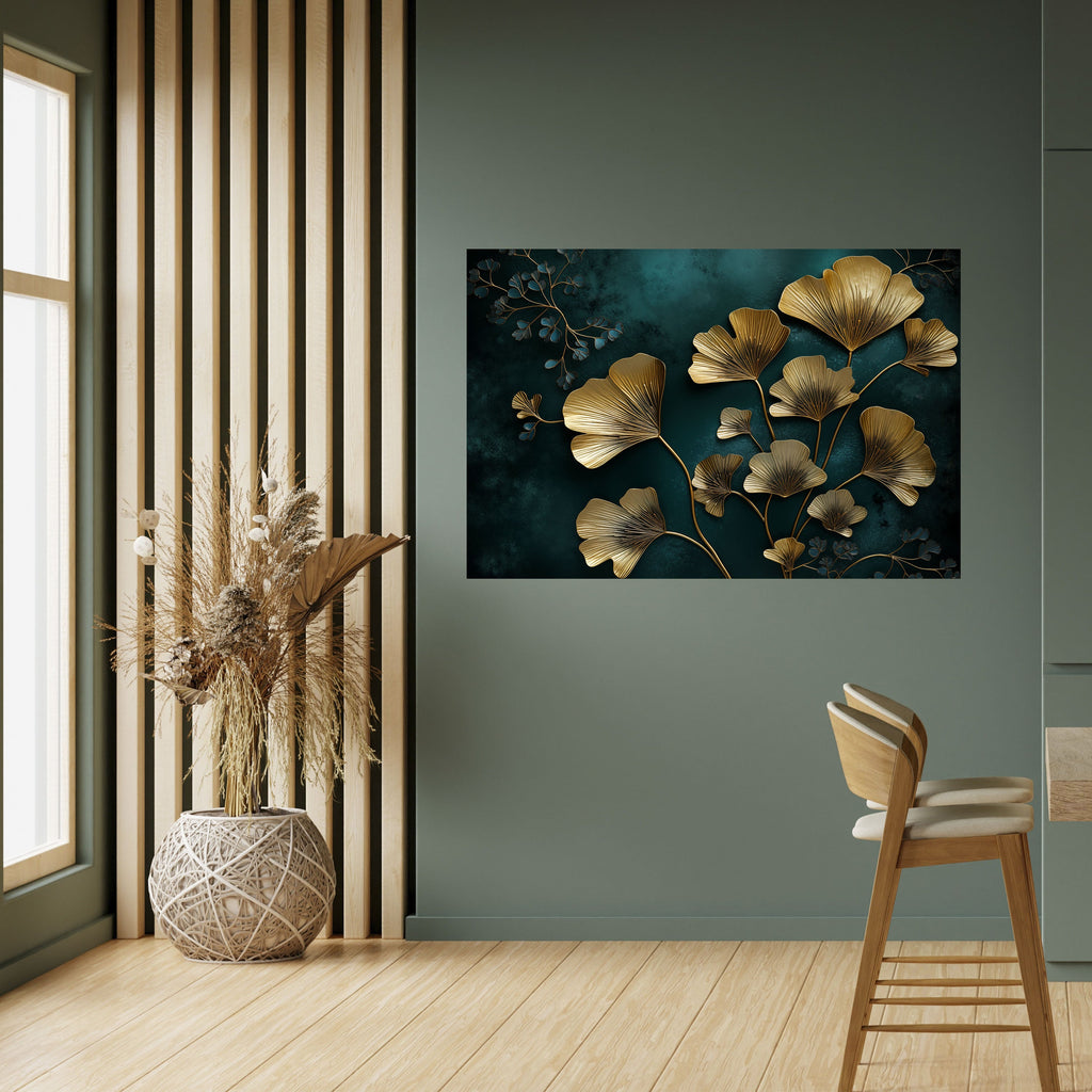 GOLDEN FLORA FANTASY horisontell affisch med självhäftande motiv