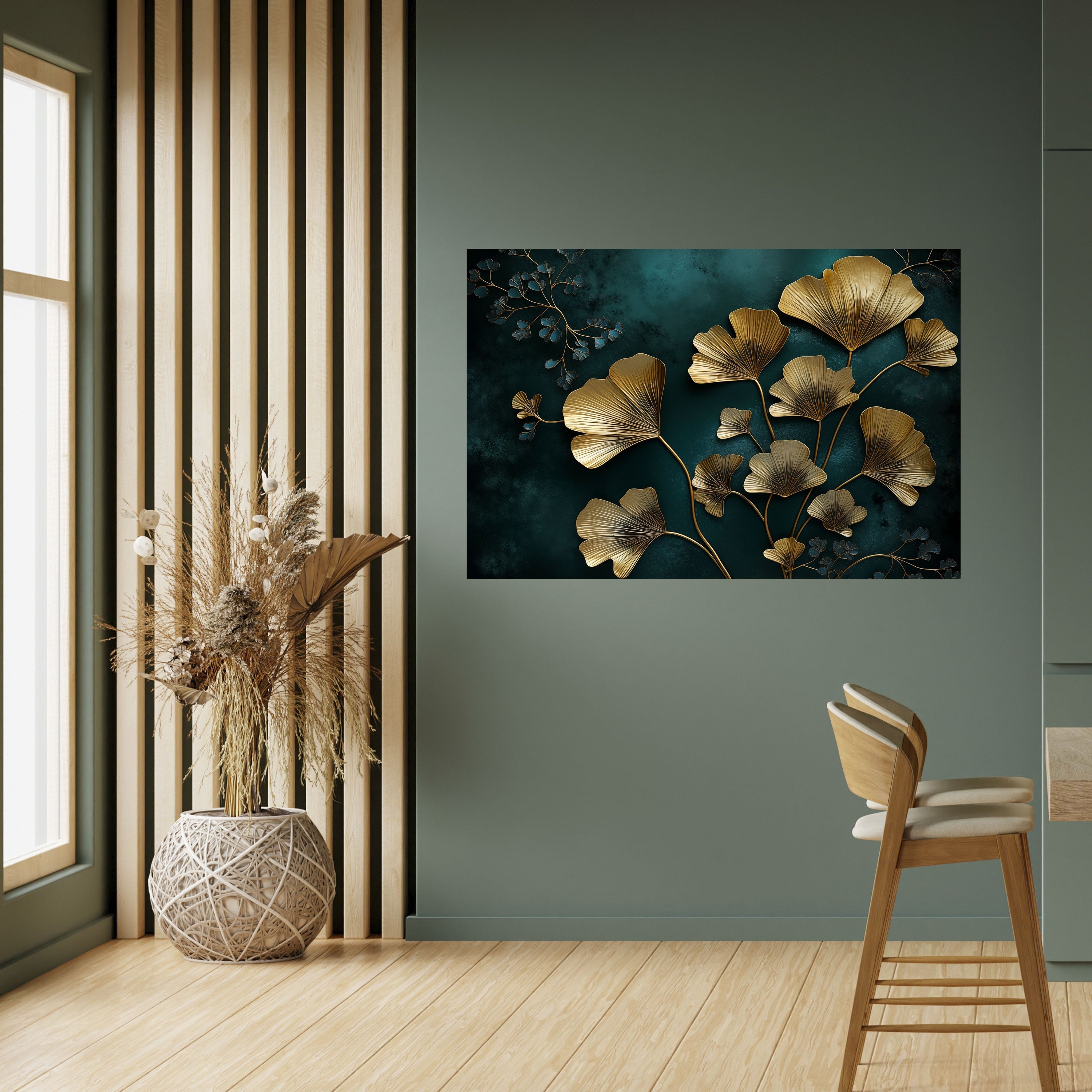 GOLDEN FLORA FANTASY horisontell affisch med självhäftande motiv