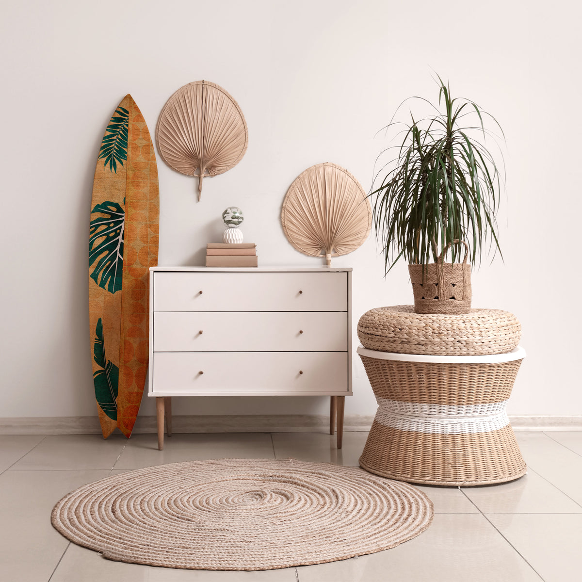 PALM LEAF SURFBOARD Surfboard Decorative Panel