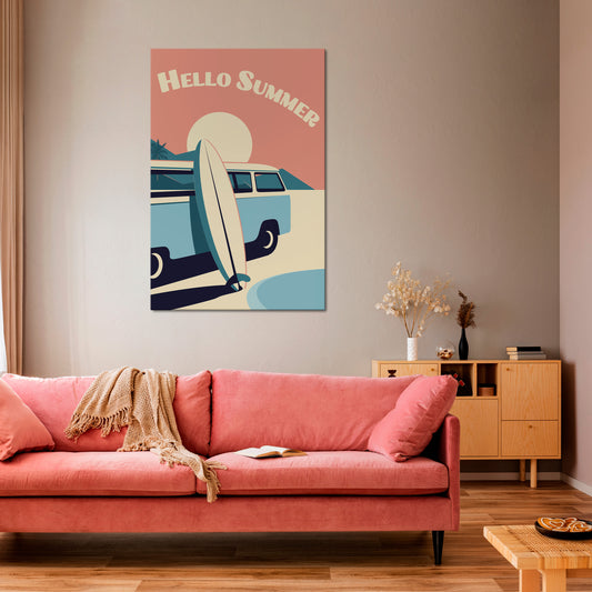 HELLO SUMMER Vertical Canvas Print