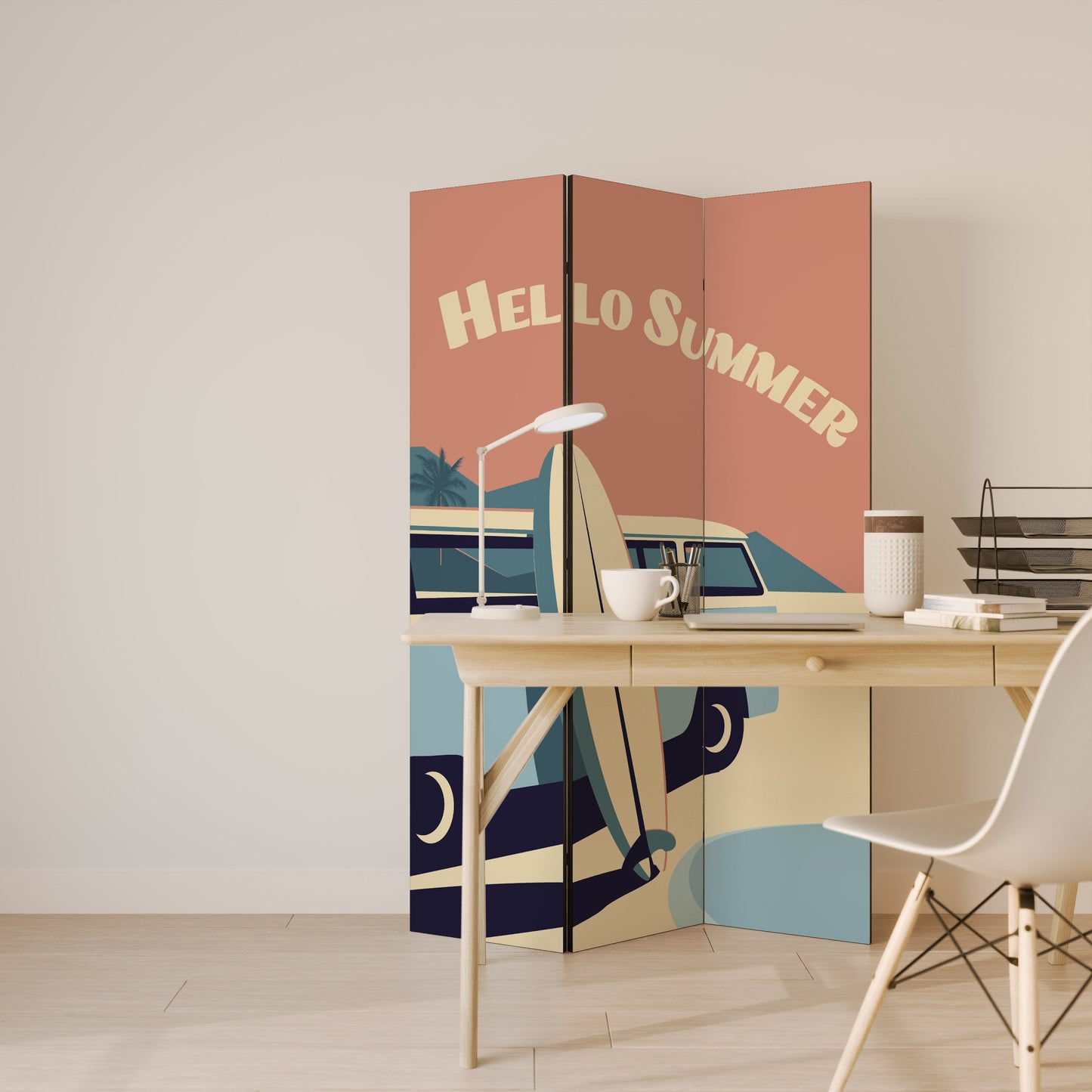 HELLO SUMMER Decorative 3-Panel Room Divider