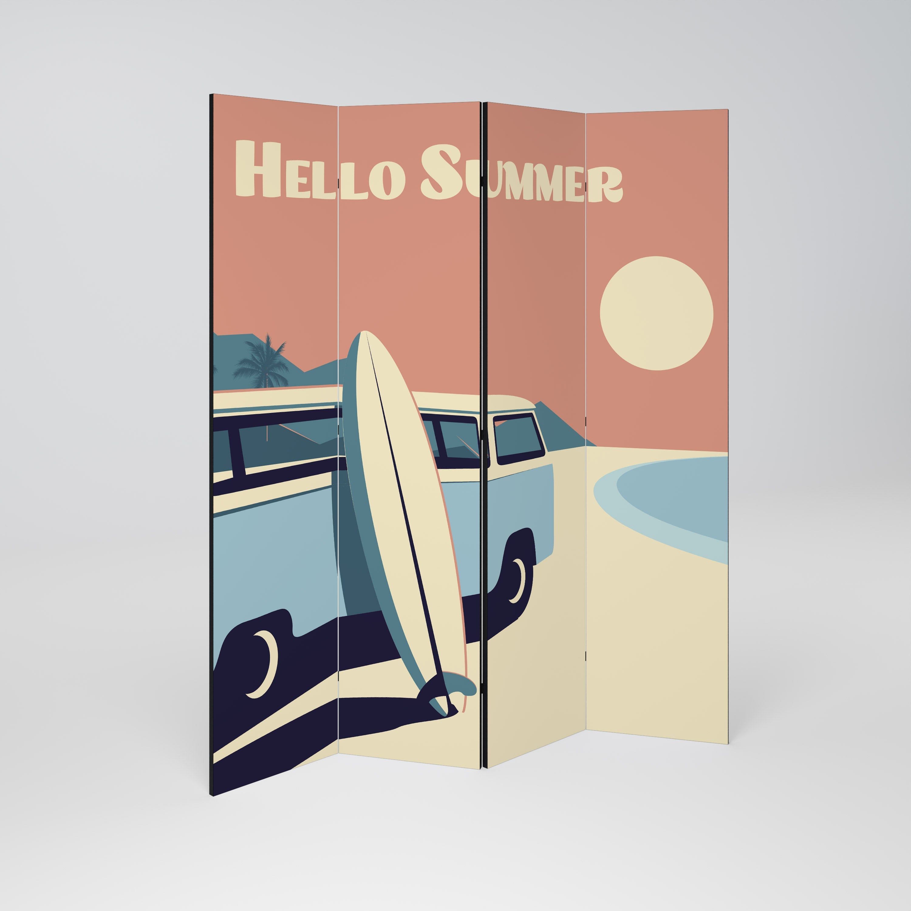 HELLO SUMMER Dekorativ rumsavdelare med 4 paneler