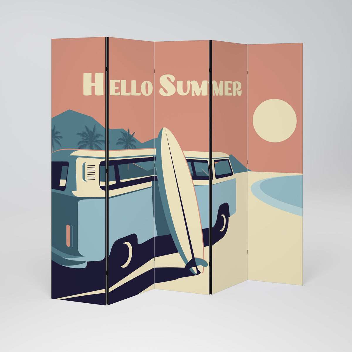HELLO SUMMER Dekorativ rumsavdelare – 5 paneler