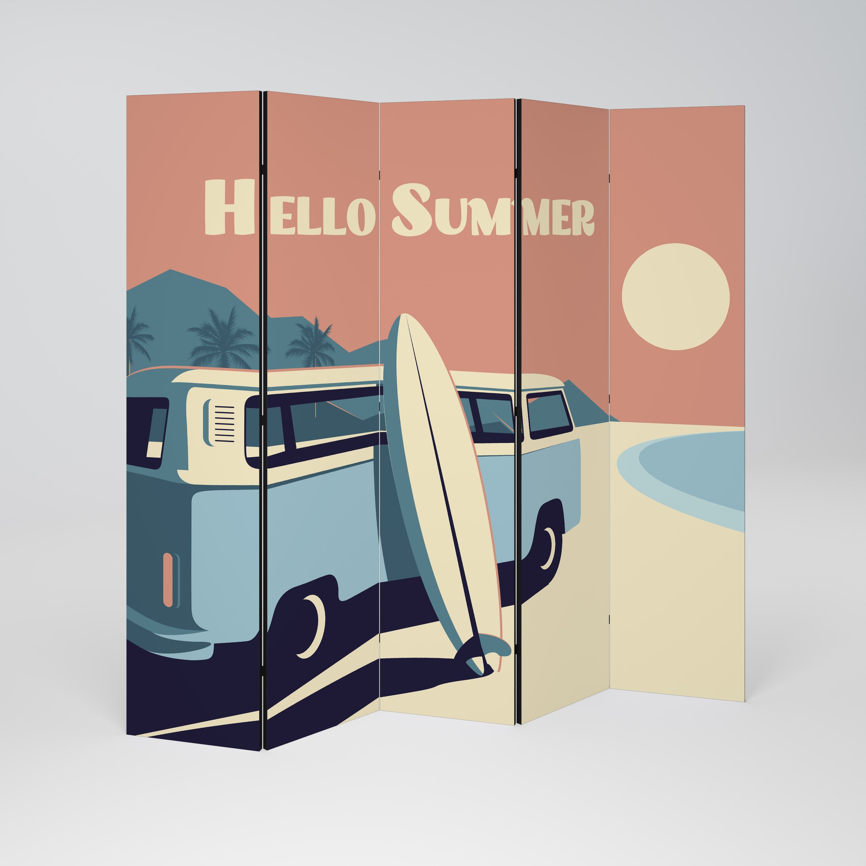 HELLO SUMMER Dekorativ rumsavdelare med 5 paneler