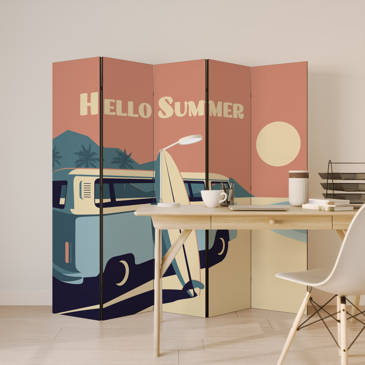 HELLO SUMMER Dekorativ rumsavdelare – 5 paneler