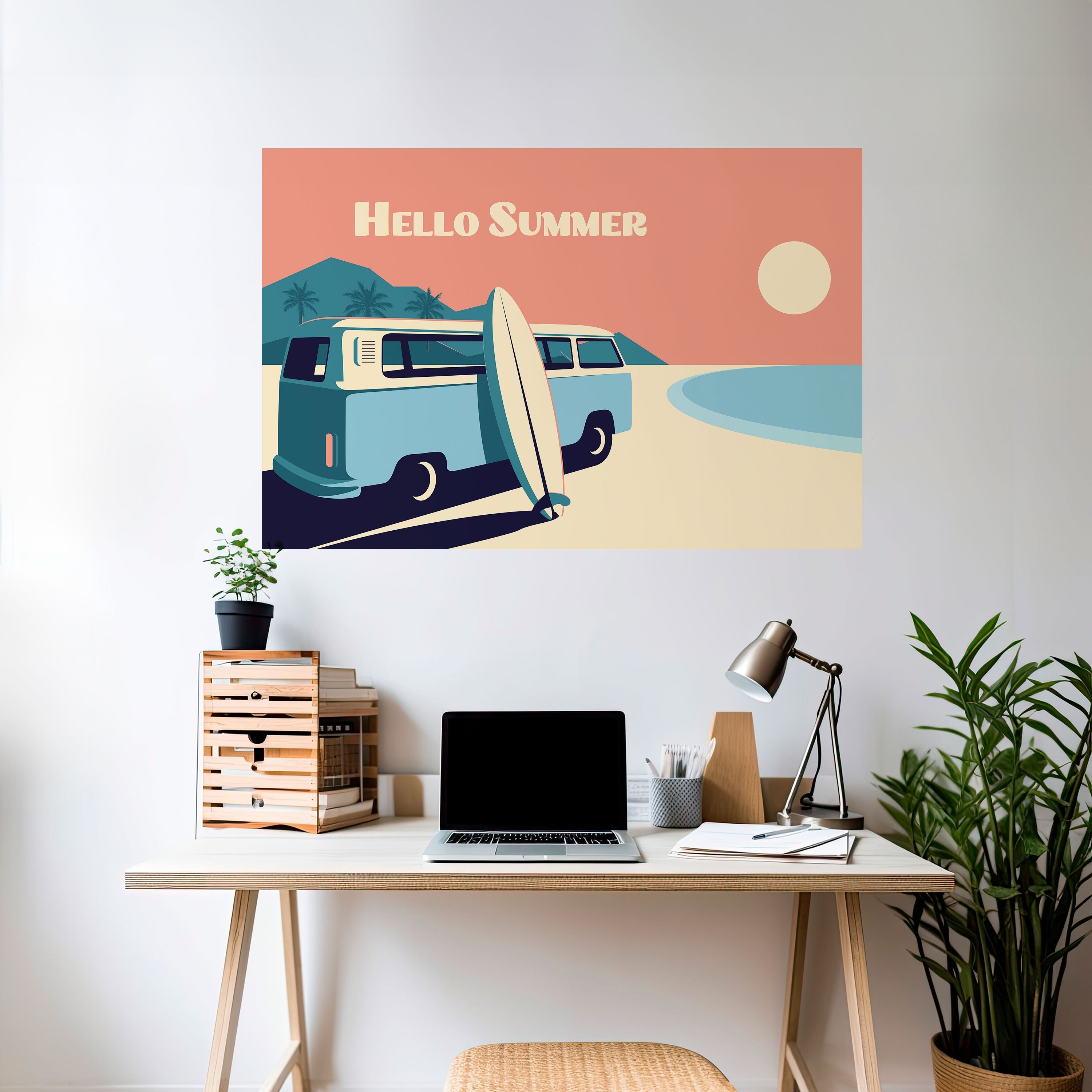 HEJ SOMMAR horisontell affisch med självhäftande klistermärke