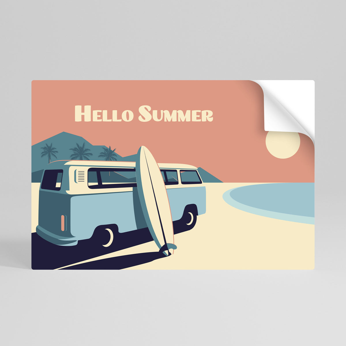 HELLO SUMMER Självhäftande Horisontell Poster