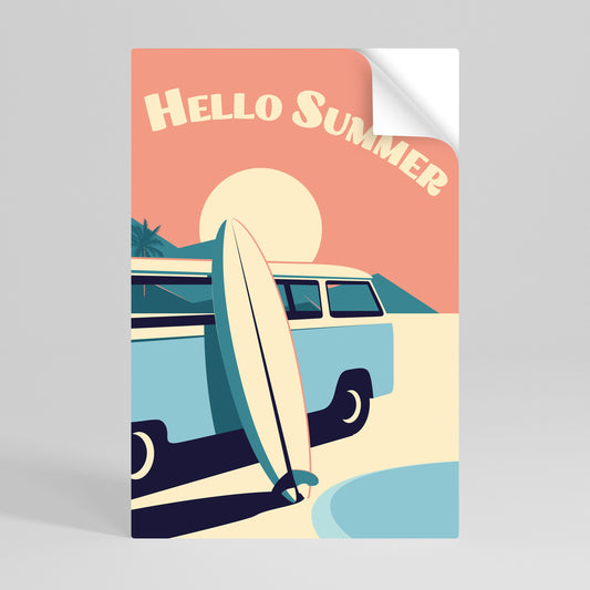 HEJ SOMMAR Vertikal affisch med självhäftande klistermärke