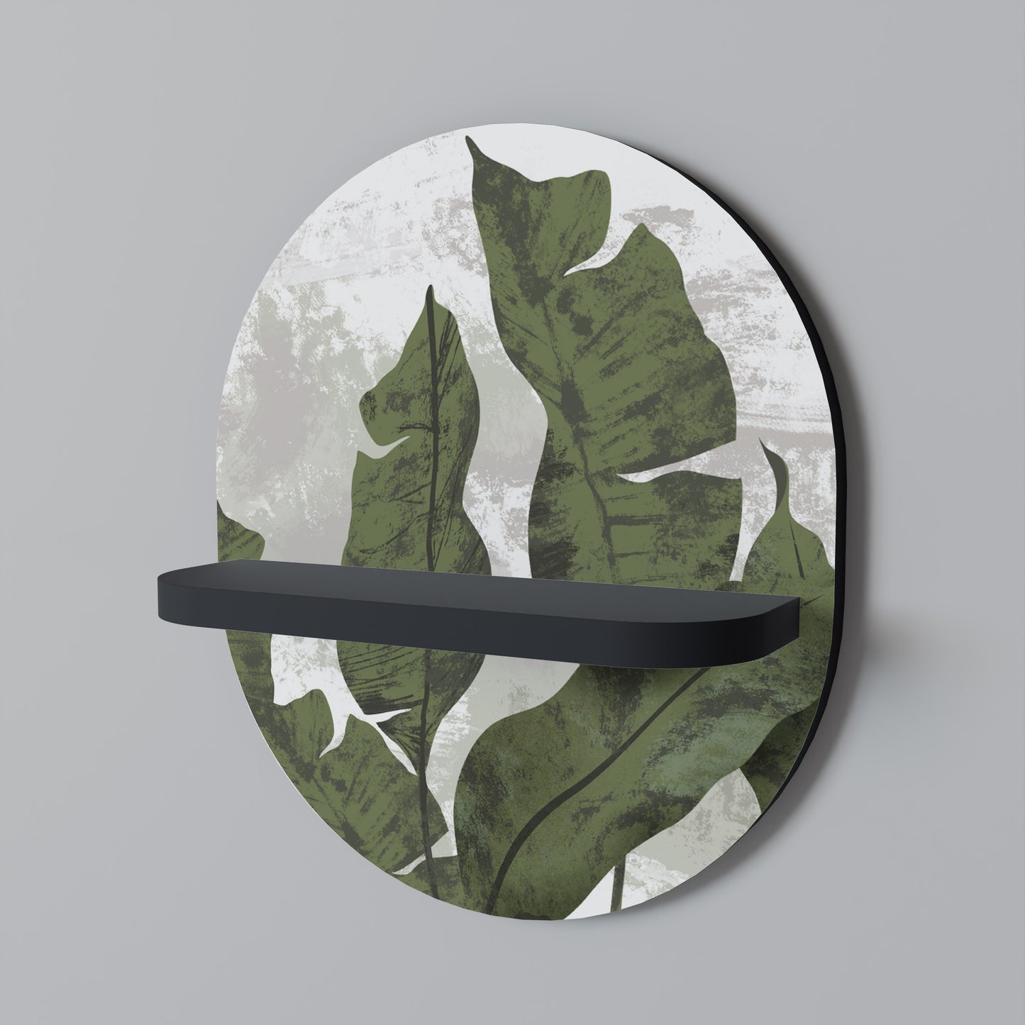 LEAF ECHO Oval konsthylla i svart finish