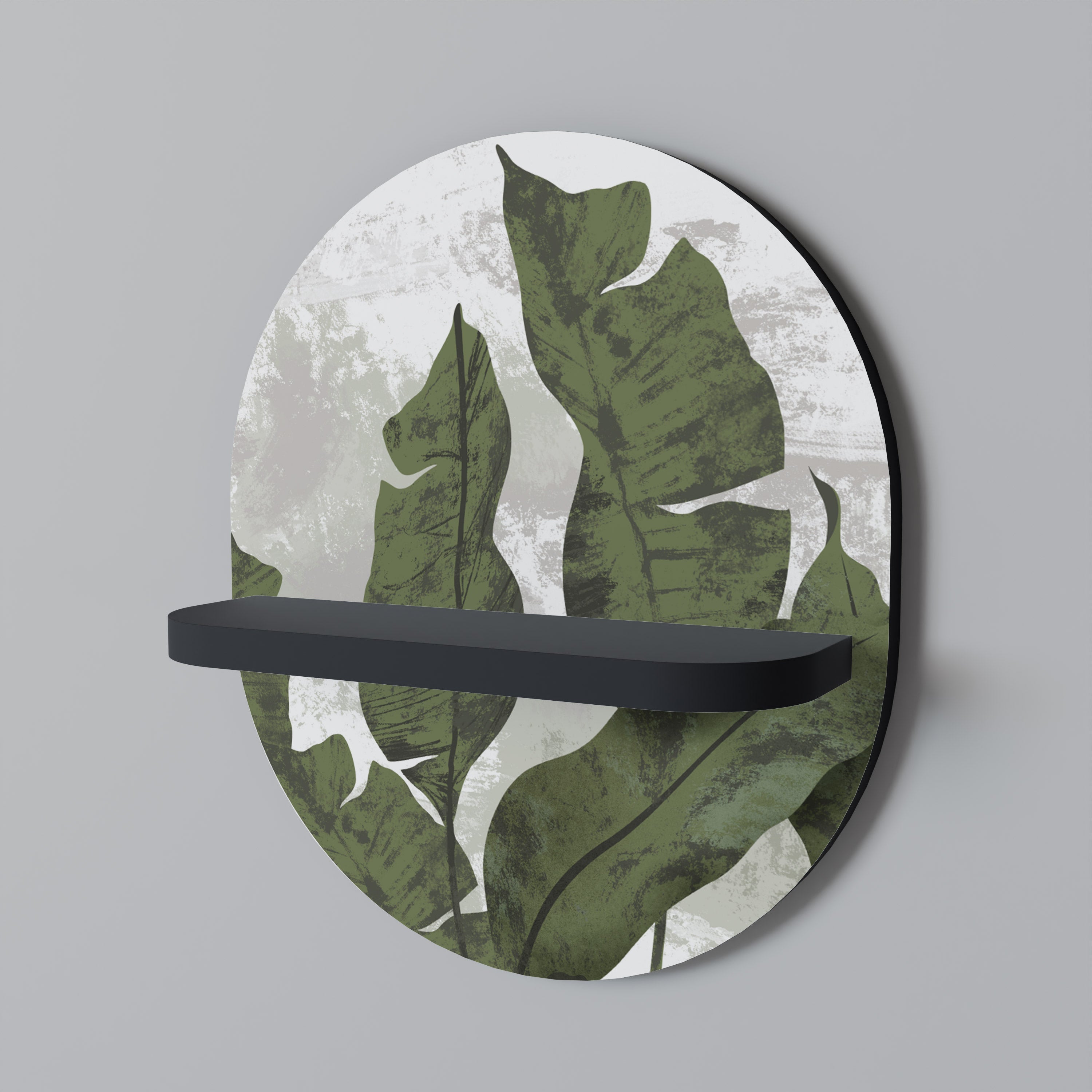 LEAF ECHO Oval konsthylla i svart finish