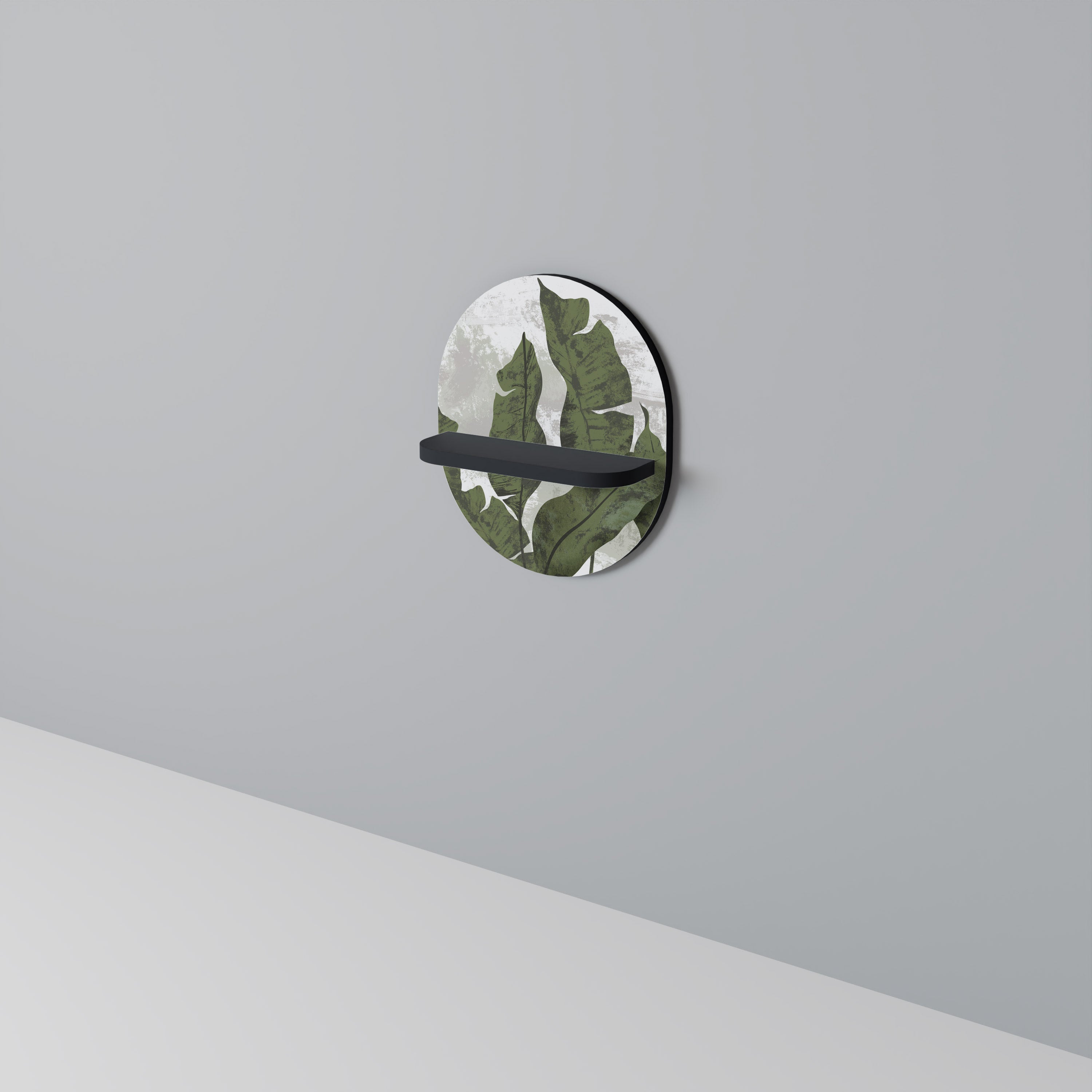 LEAF ECHO Oval konsthylla i svart finish