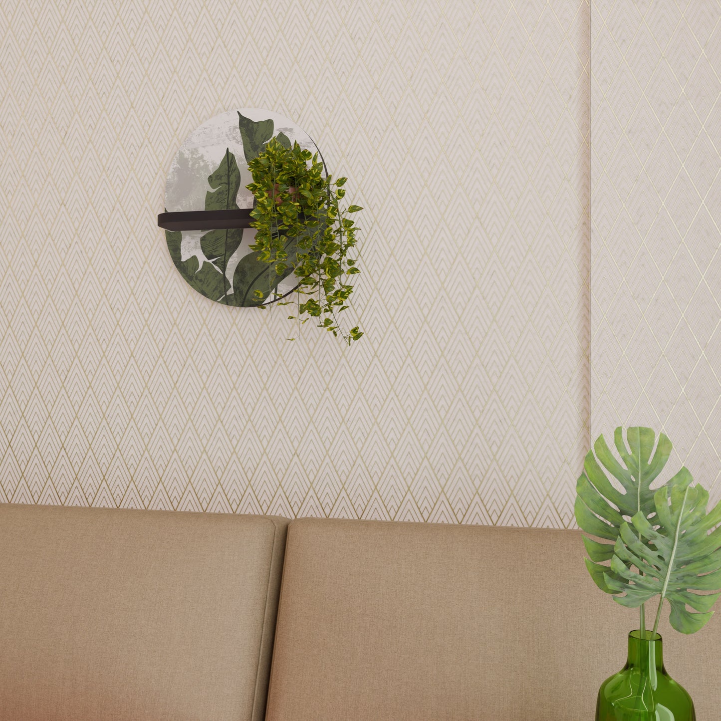 LEAF ECHO Oval konsthylla i svart finish