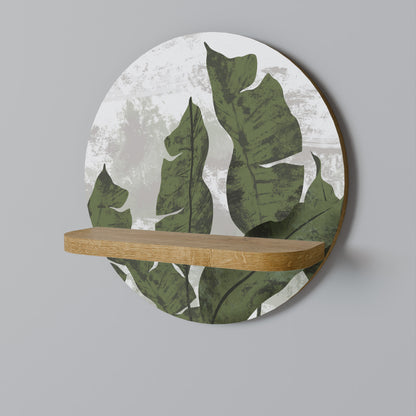 LEAF ECHO Round Art Shelf In Oak Effect