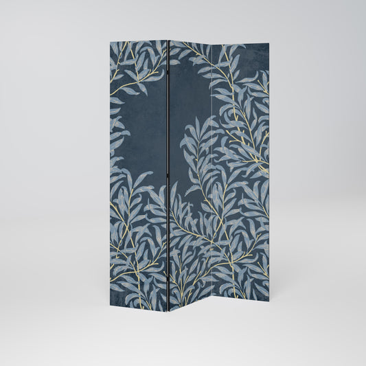 BLUE LEAVES Decorative 3-Panel Room Divider