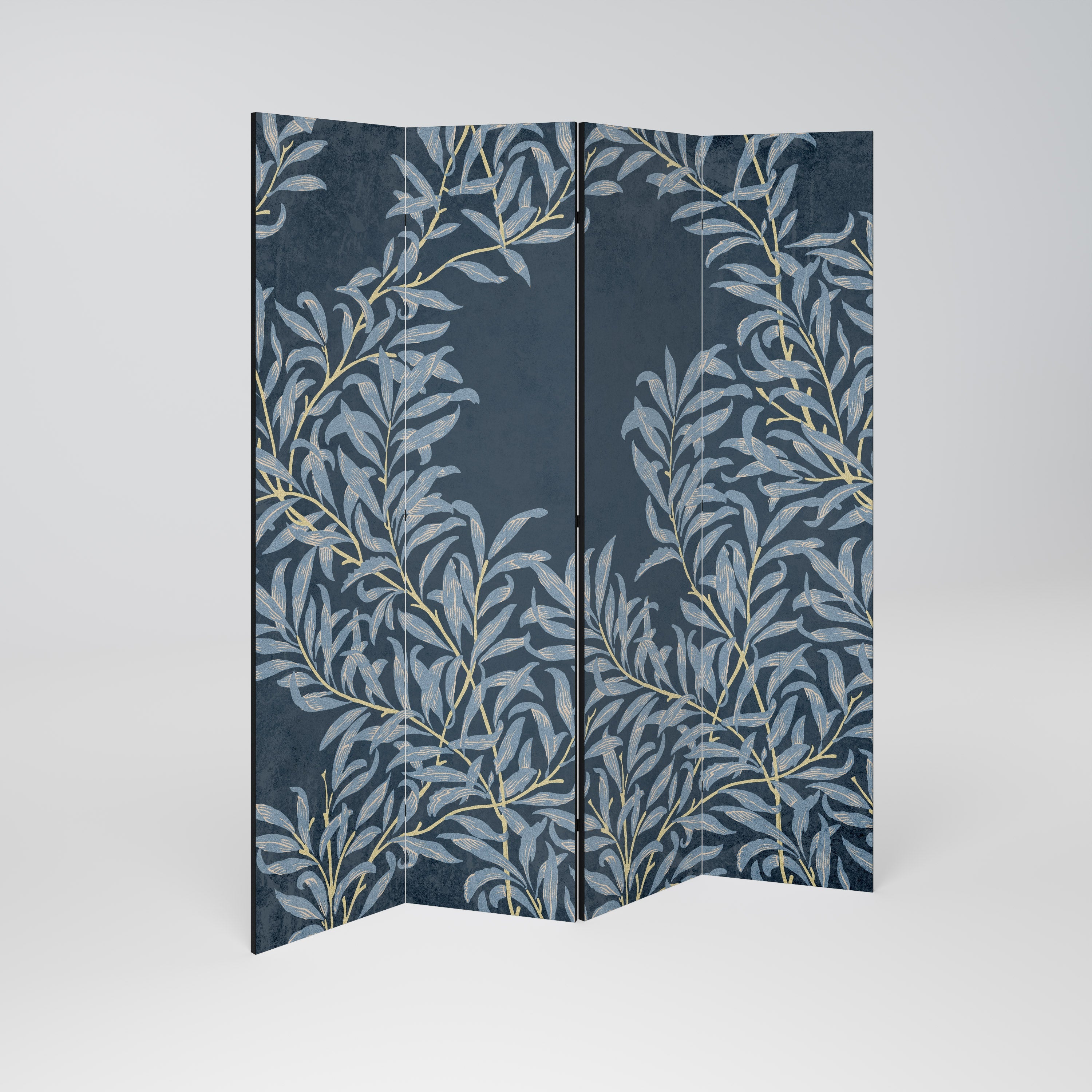 Dekorativ rumsavdelare med 4 paneler i BLUE LEAVES