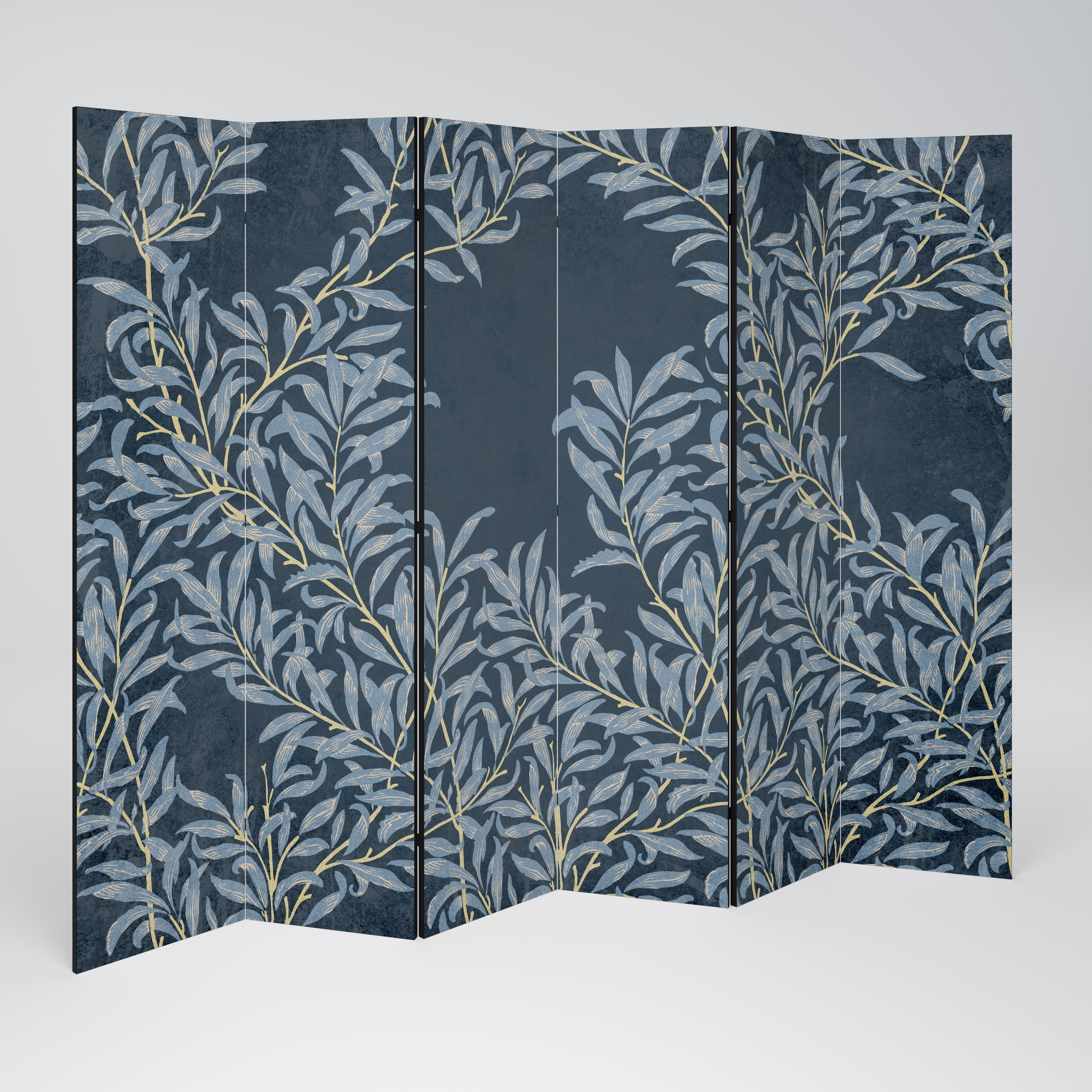 Dekorativ rumsavdelare med 6 paneler BLUE LEAVES