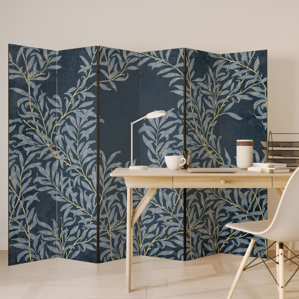 BLUE LEAVES Rumsavdelare 6 paneler