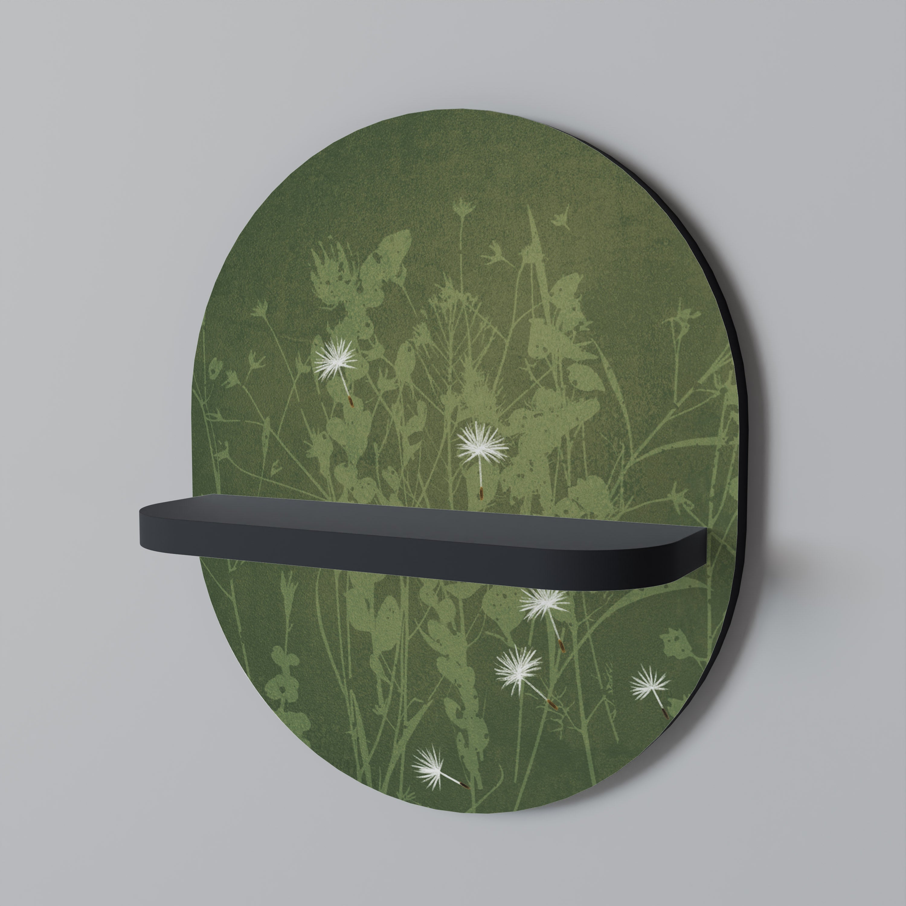DANDELION HOLD Oval konsthylla i svart finish