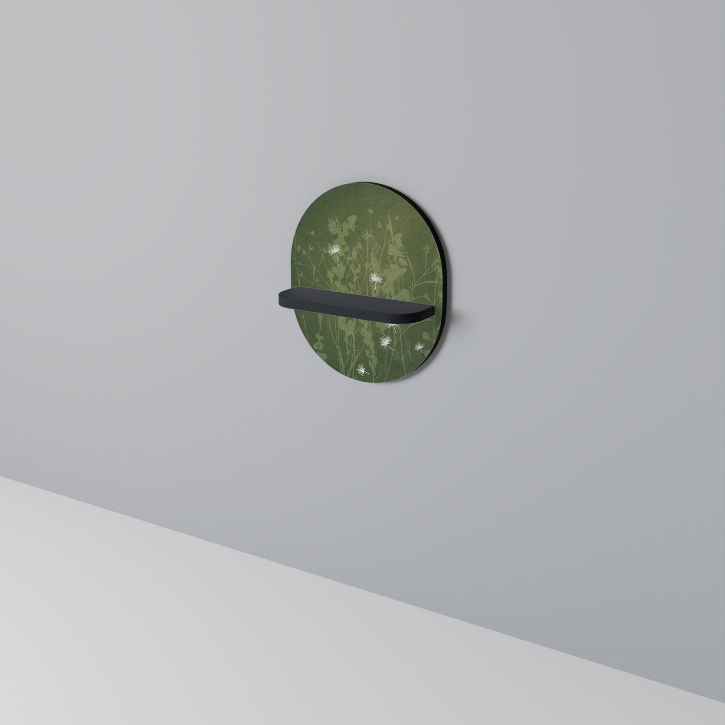 DANDELION HOLD Oval konsthylla i svart finish